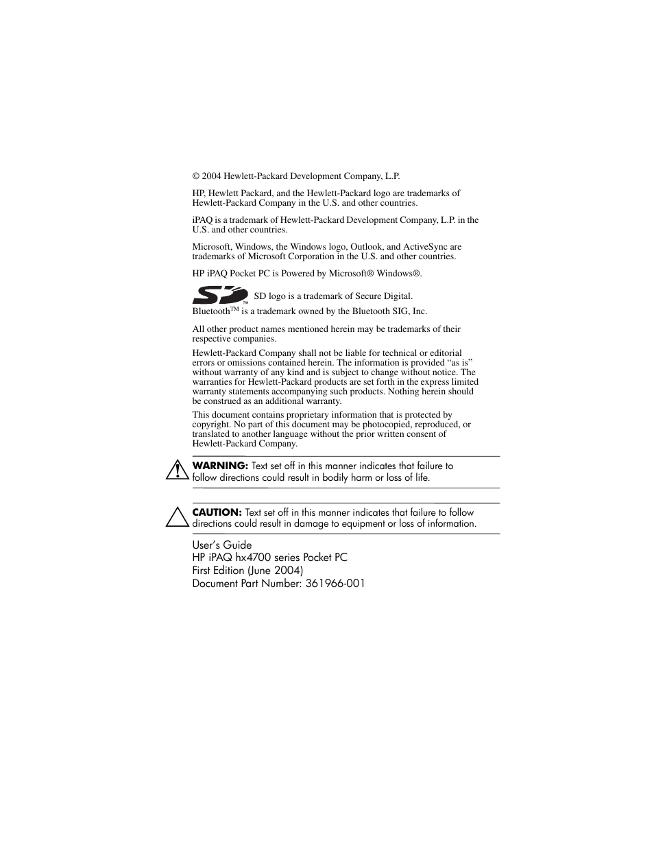 HP iPAQ hx4700 User Manual | Page 2 / 169
