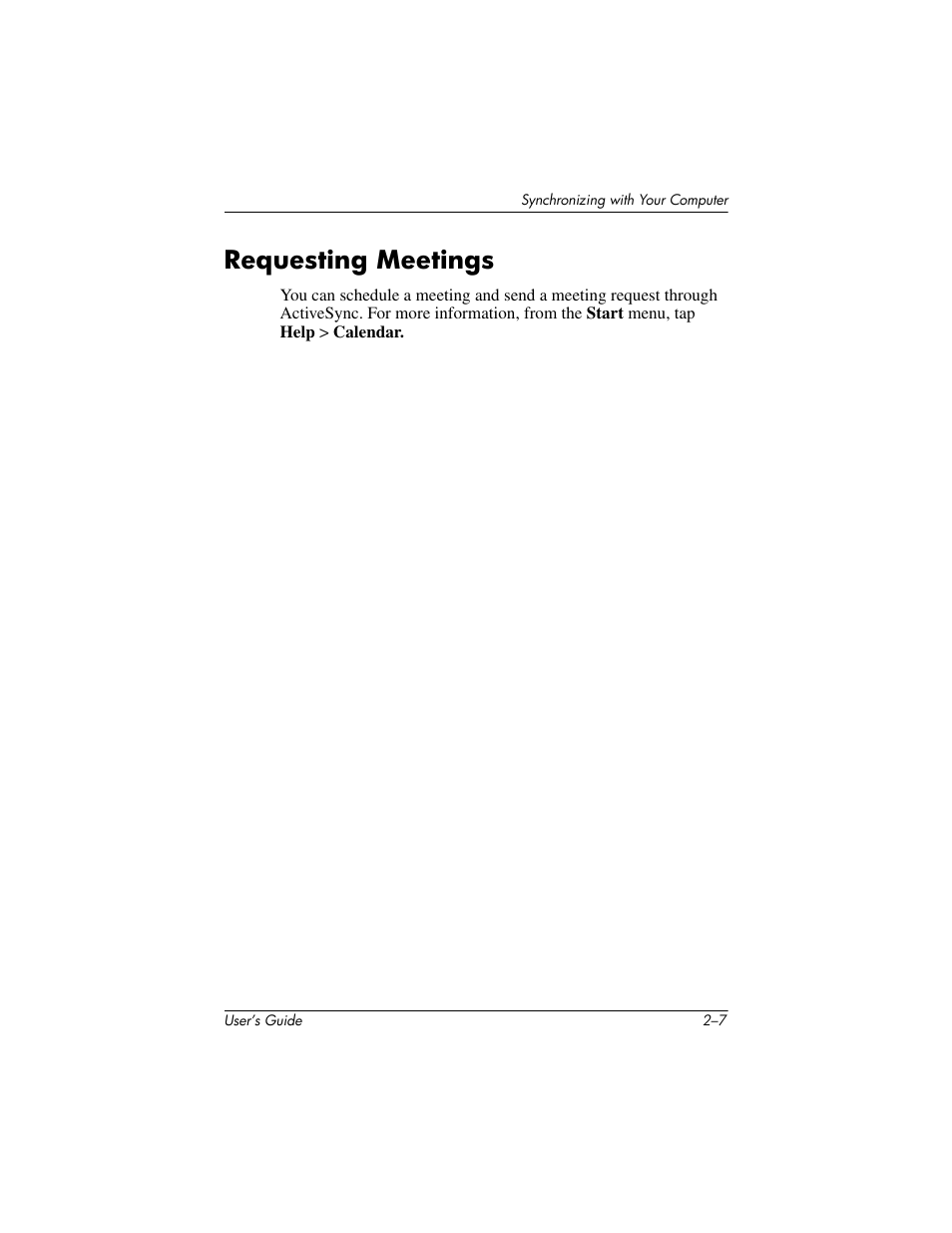 Requesting meetings, Requesting meetings –7 | HP iPAQ hx4700 User Manual | Page 29 / 169