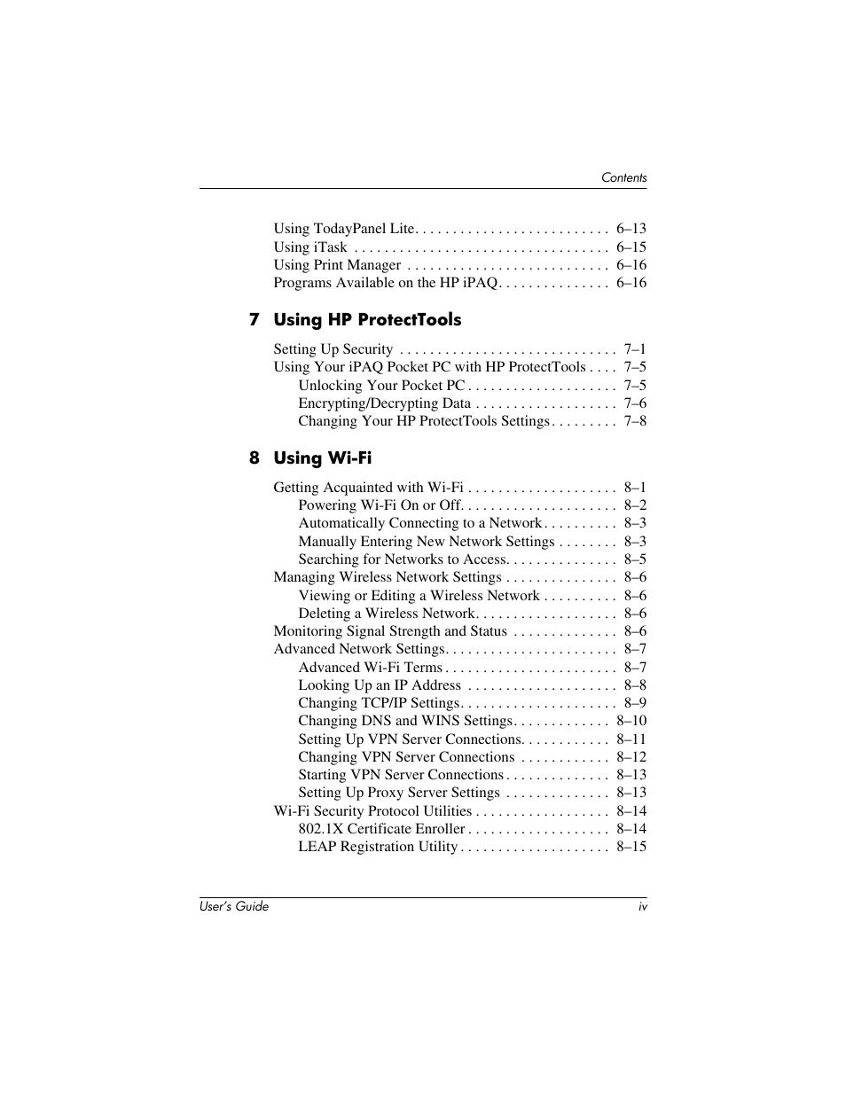HP iPAQ hx4700 User Manual | Page 6 / 169