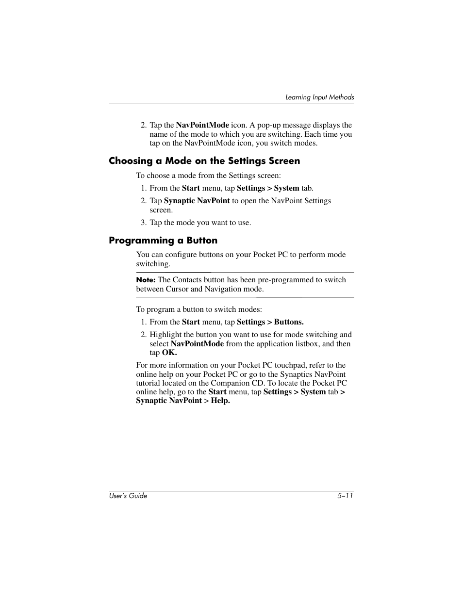 Choosing a mode on the settings screen, Programming a button | HP iPAQ hx4700 User Manual | Page 68 / 169