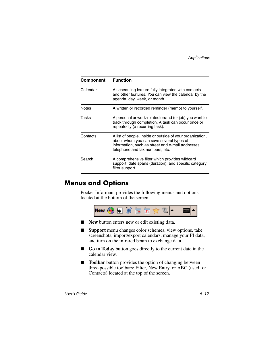 Menus and options, Menus and options –12 | HP iPAQ hx4700 User Manual | Page 80 / 169