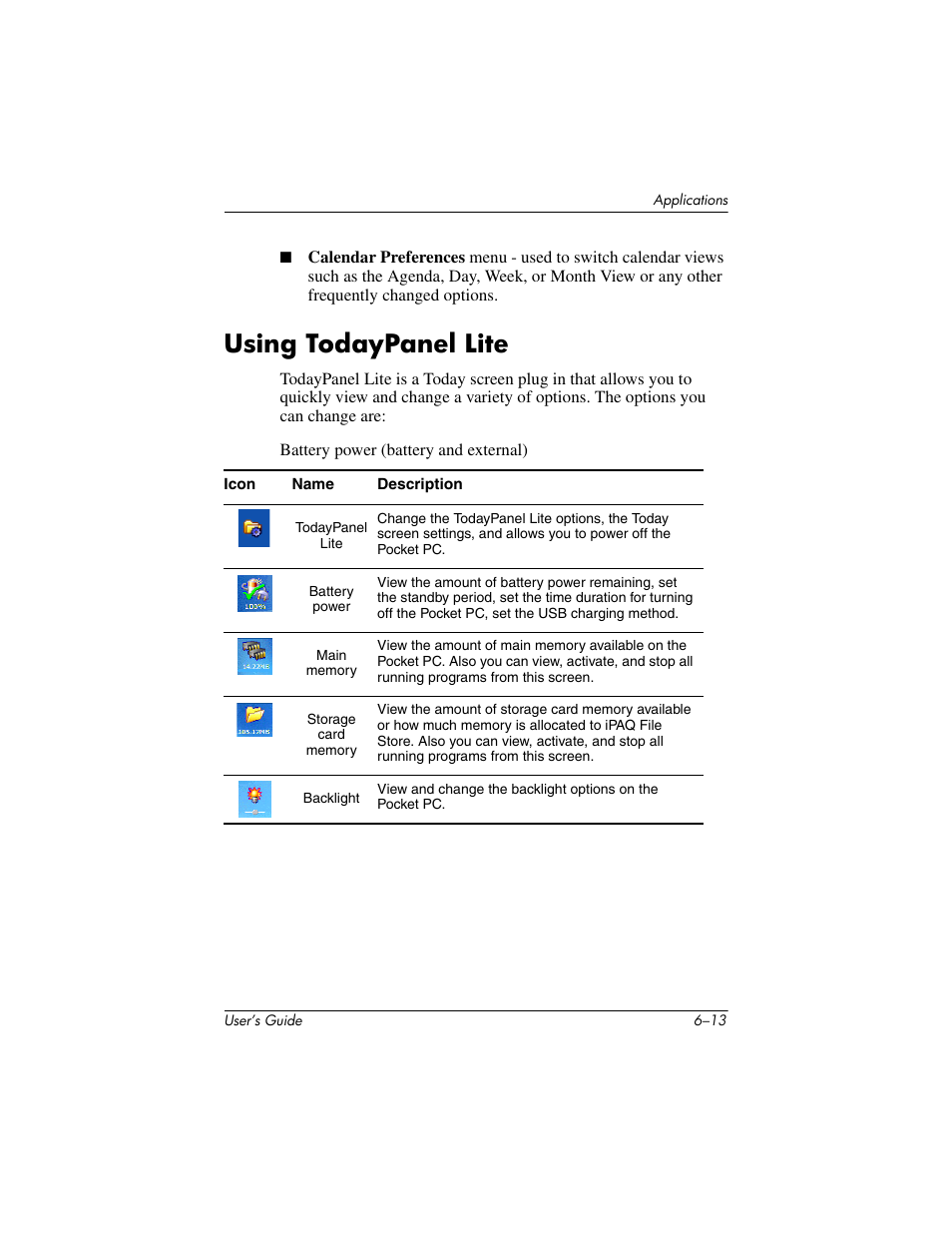 Using todaypanel lite, Using todaypanel lite –13 | HP iPAQ hx4700 User Manual | Page 81 / 169