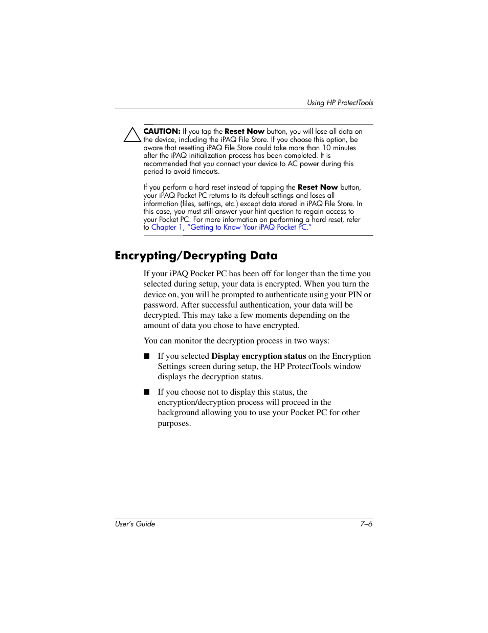 Encrypting/decrypting data, Encrypting/decrypting data –6 | HP iPAQ hx4700 User Manual | Page 94 / 169