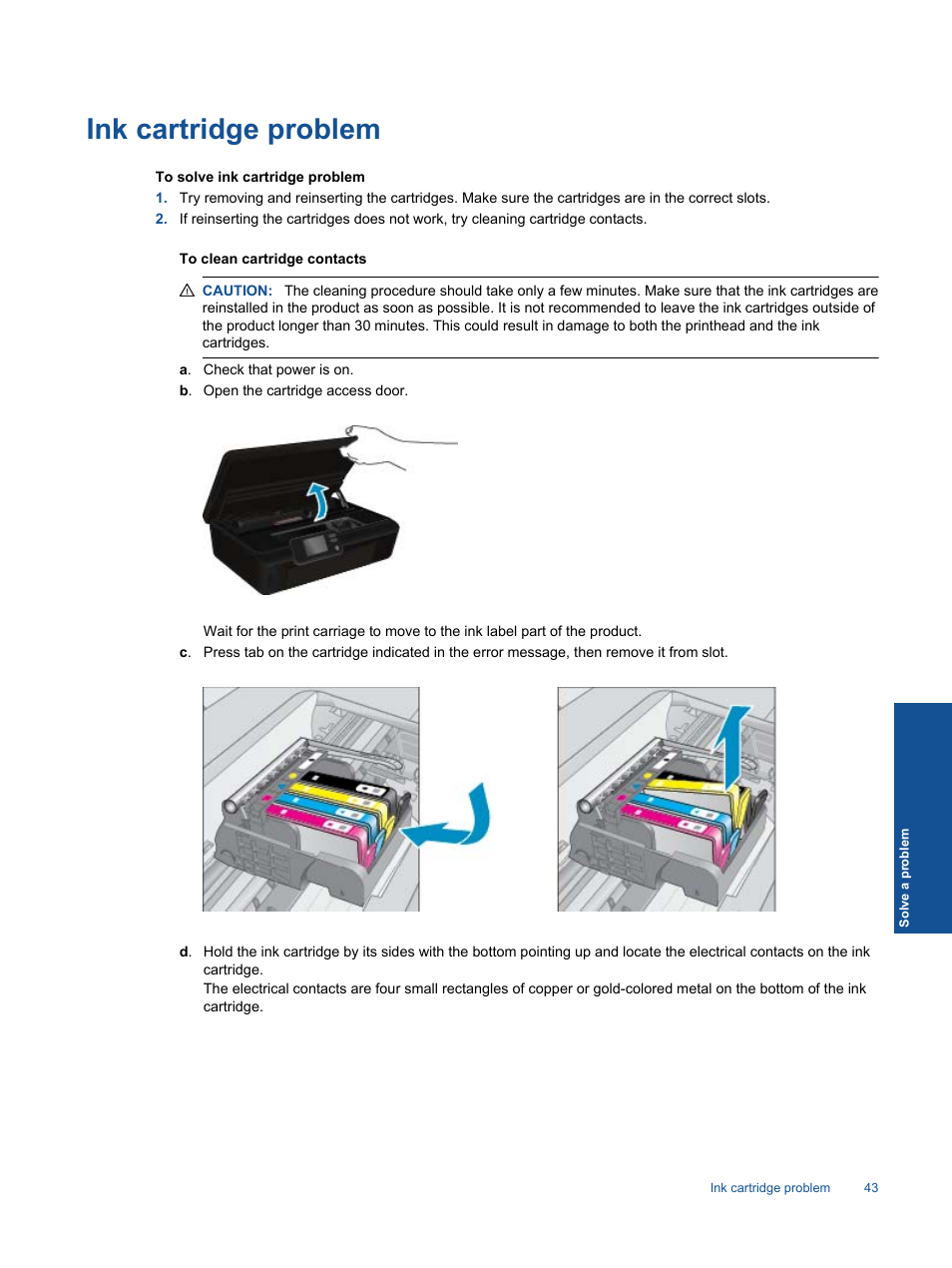 Ink cartridge problem | HP 5520 User Manual | Page 45 / 62