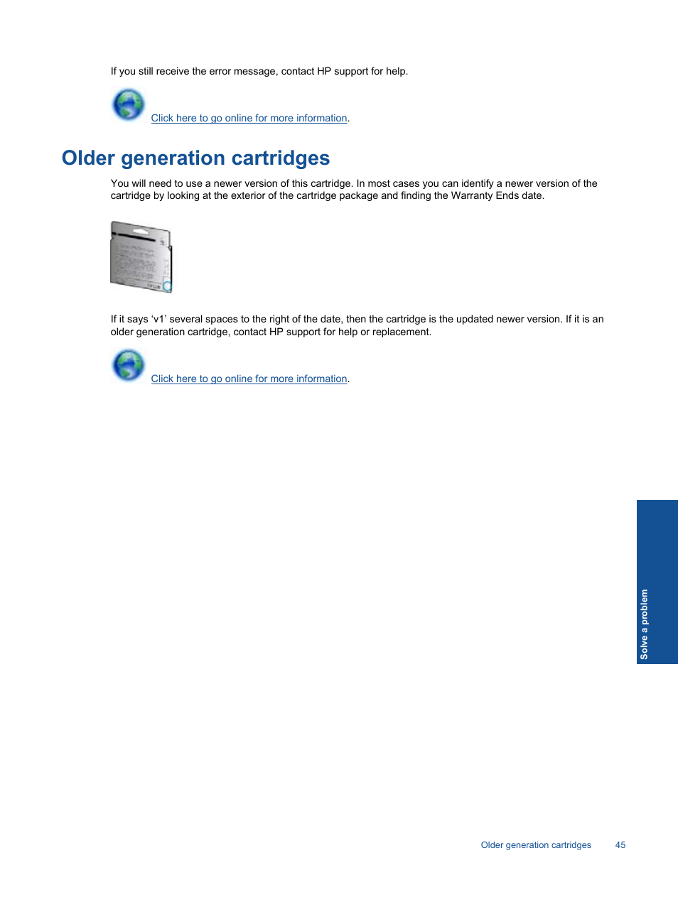 Older generation cartridges | HP 5520 User Manual | Page 47 / 62