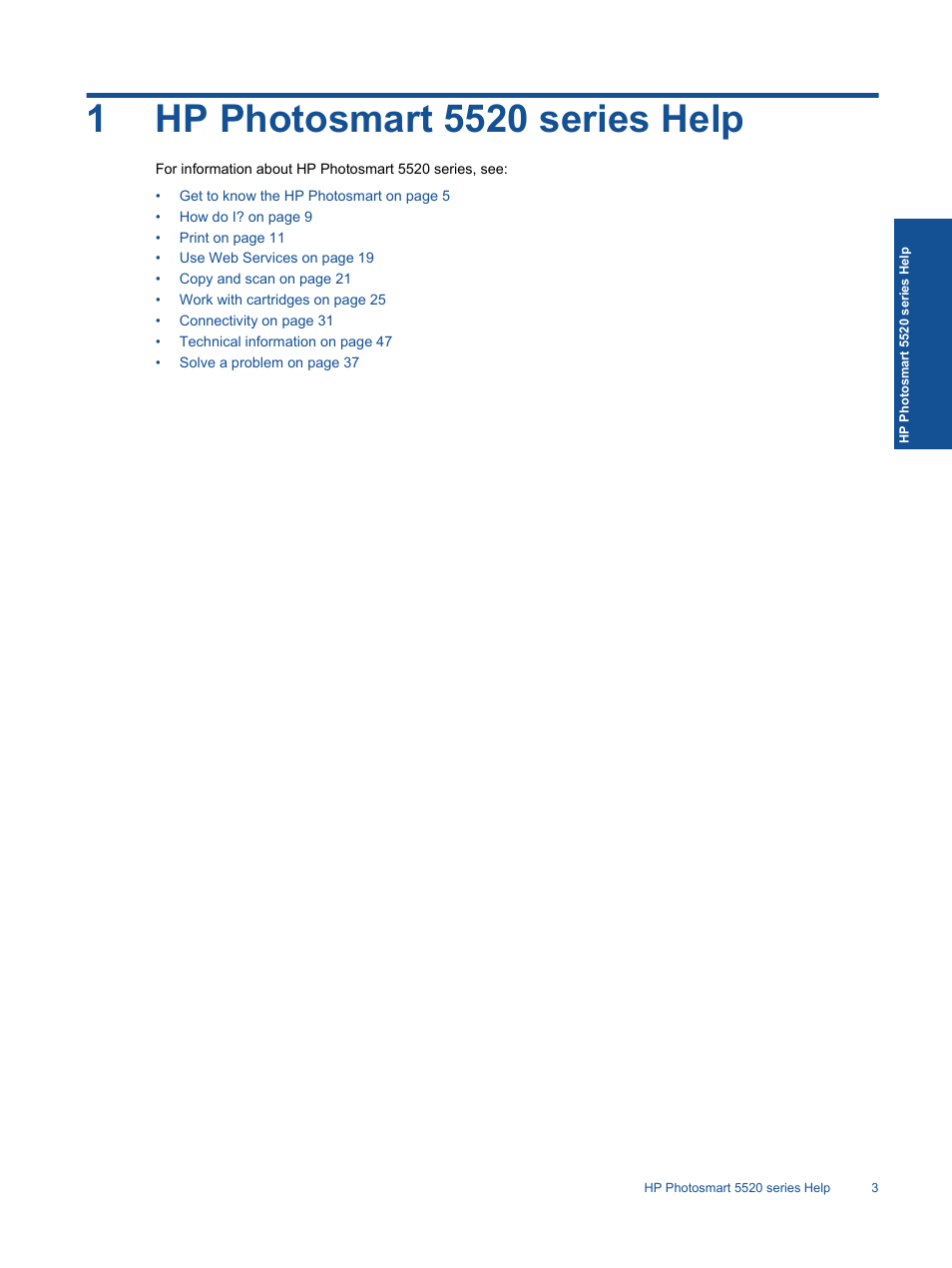 Hp photosmart 5520 series help, 1 hp photosmart 5520 series help | HP 5520 User Manual | Page 5 / 62