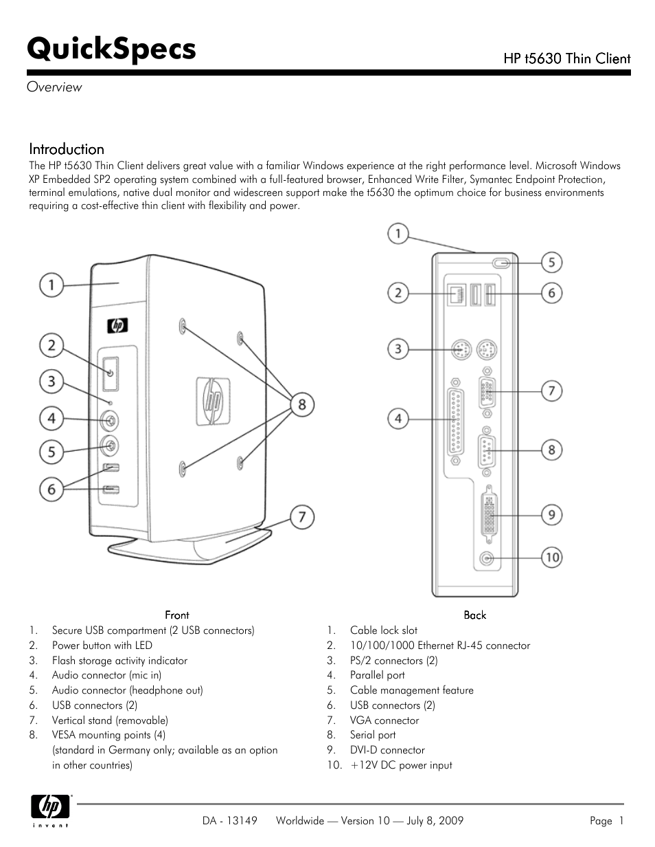 HP Thin Client HP t5630 User Manual | 12 pages