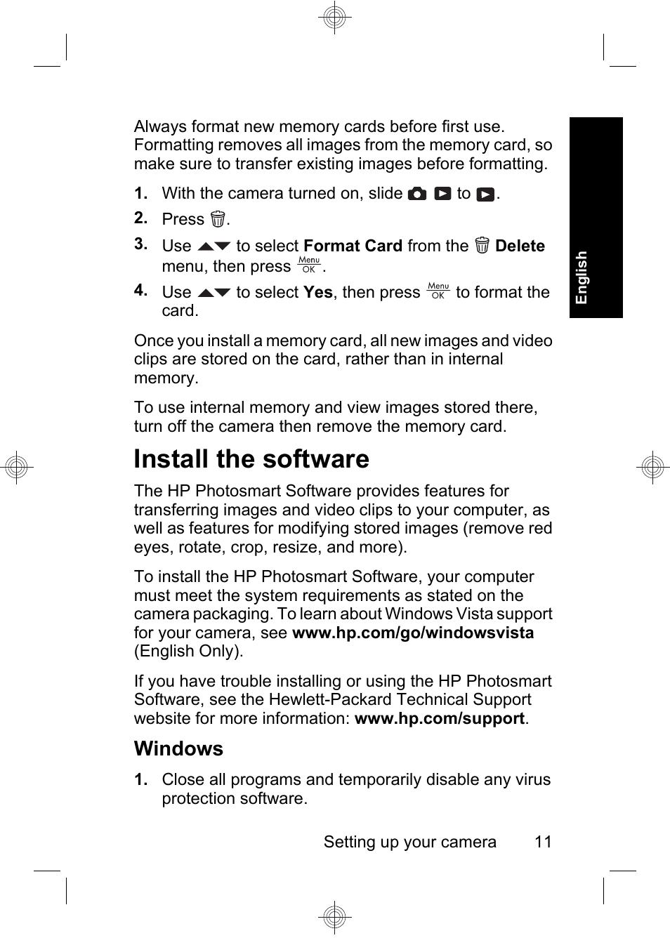 Install the software, Windows | HP Photosmart E330 series User Manual | Page 13 / 68