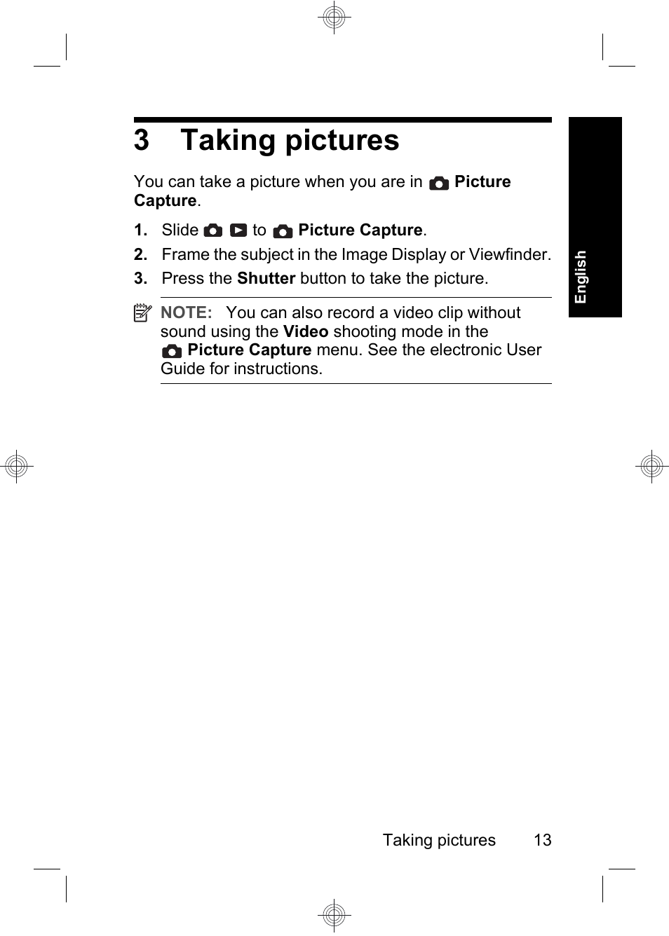 3 taking pictures | HP Photosmart E330 series User Manual | Page 15 / 68
