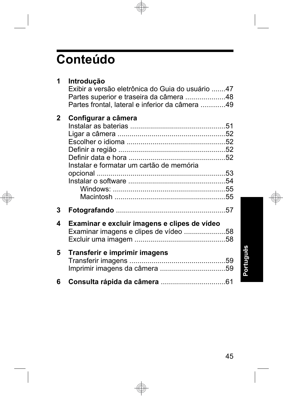 Conteúdo | HP Photosmart E330 series User Manual | Page 47 / 68