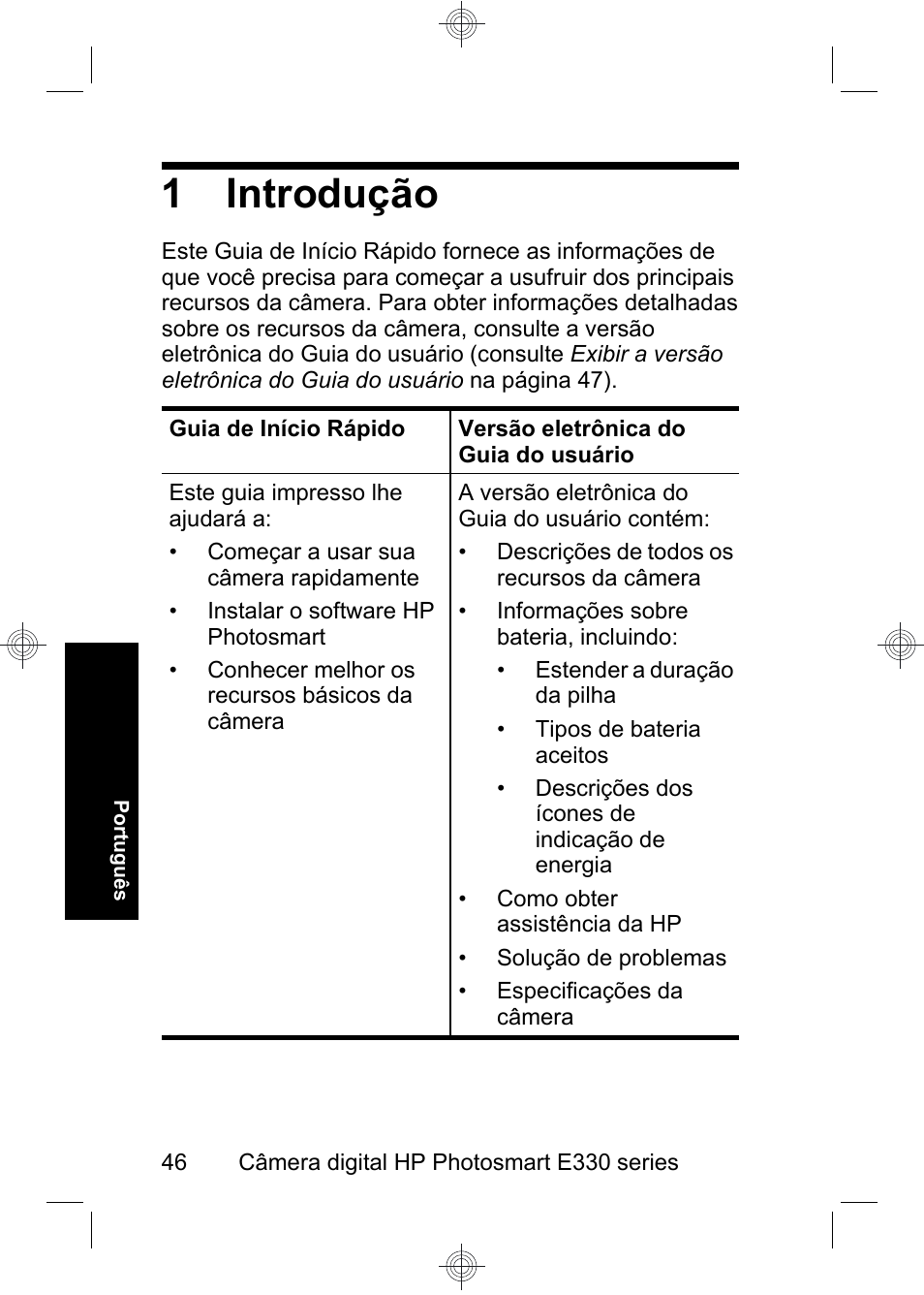 1 introdução | HP Photosmart E330 series User Manual | Page 48 / 68