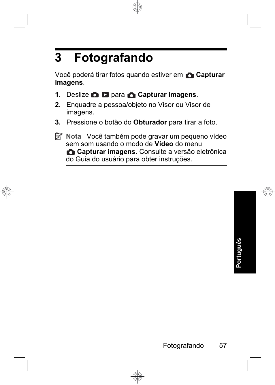 3 fotografando | HP Photosmart E330 series User Manual | Page 59 / 68