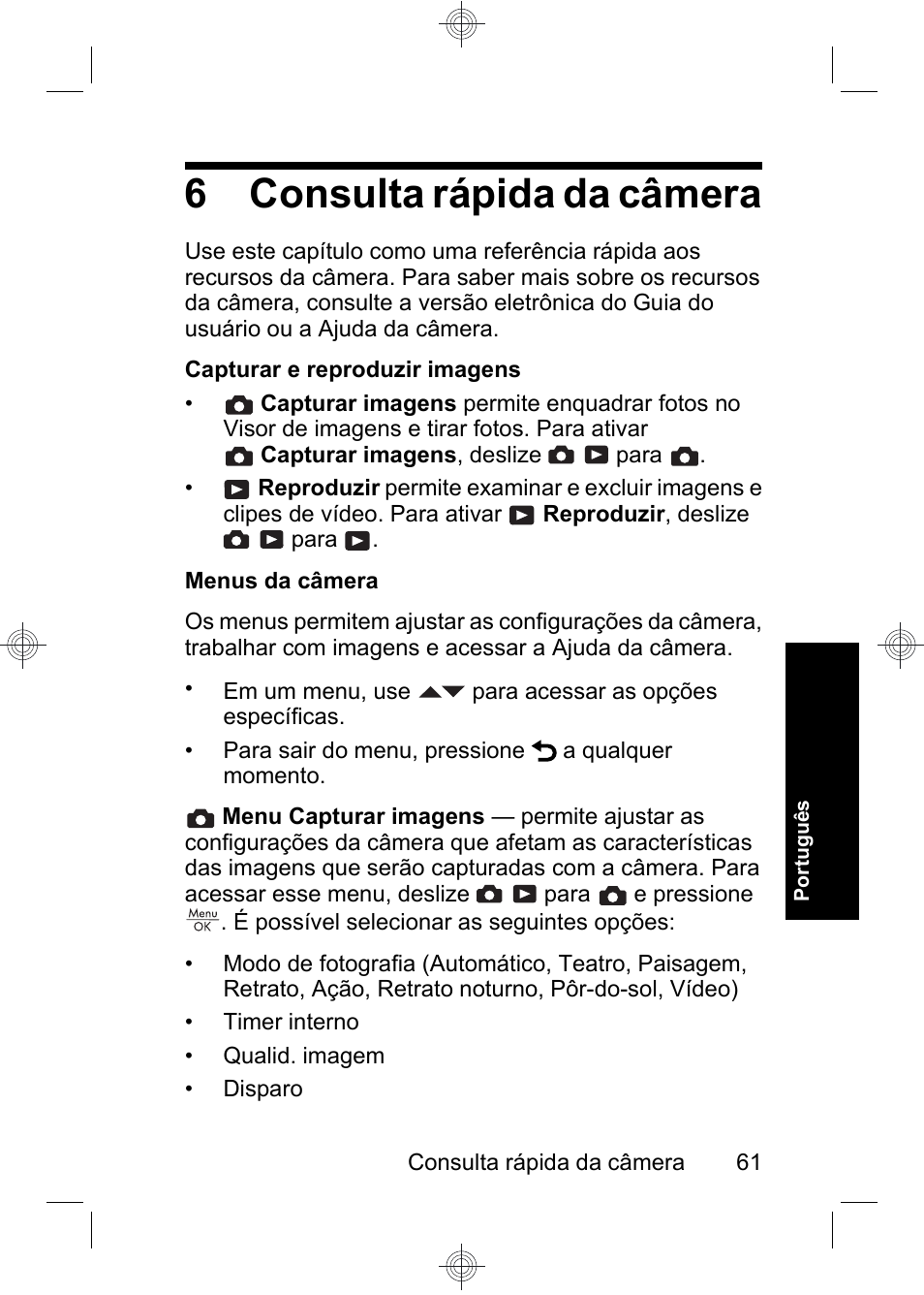 6 consulta rápida da câmera | HP Photosmart E330 series User Manual | Page 63 / 68