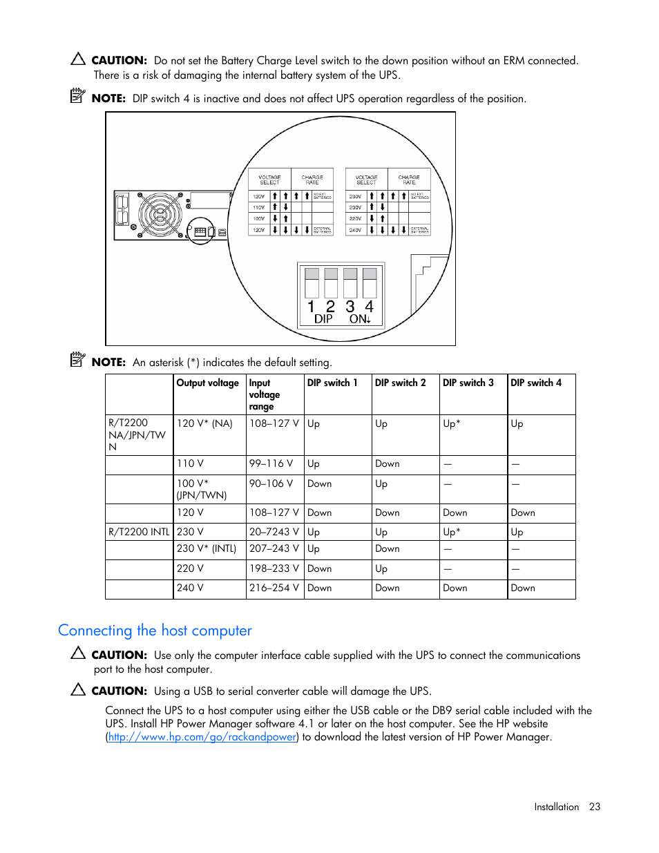 Connecting the host computer | HP R2200 User Manual | Page 23 / 61