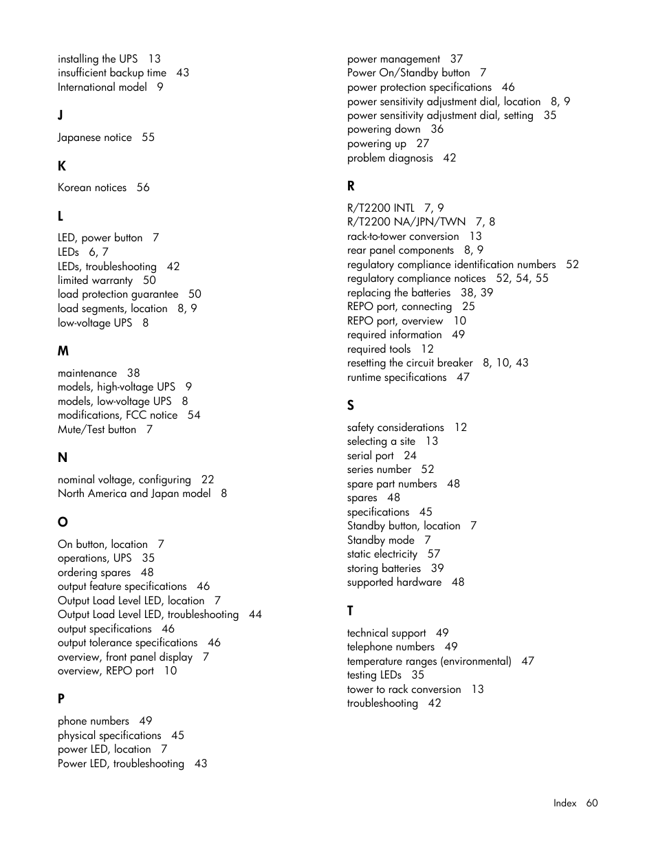 HP R2200 User Manual | Page 60 / 61