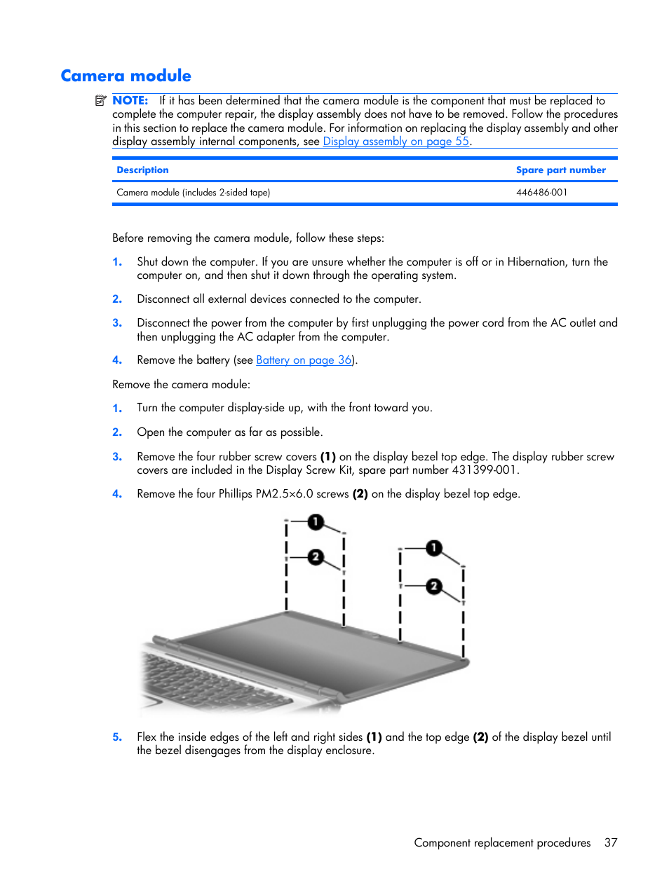 Camera module | HP PAVILION DX6500 User Manual | Page 45 / 142