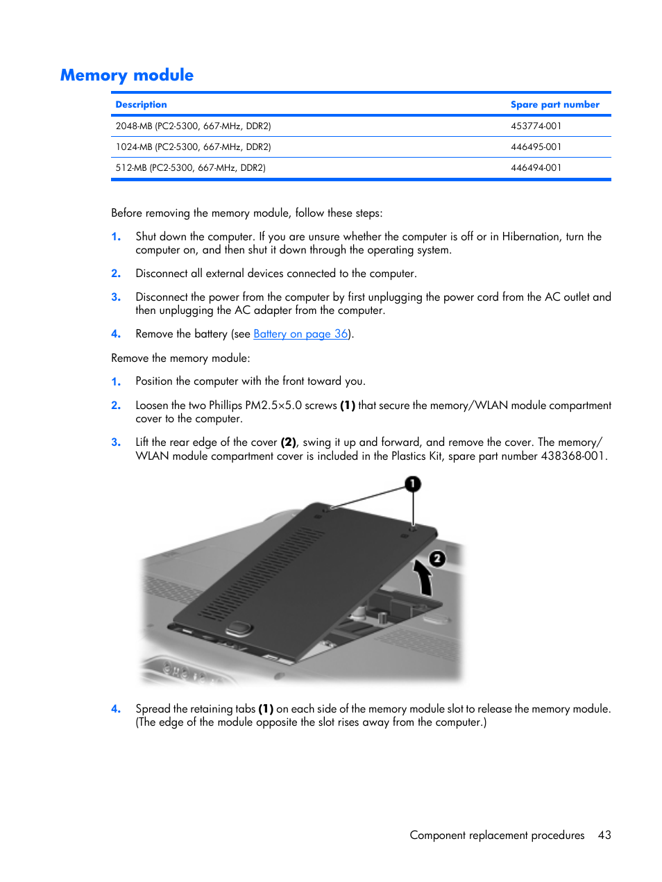 Memory module | HP PAVILION DX6500 User Manual | Page 51 / 142