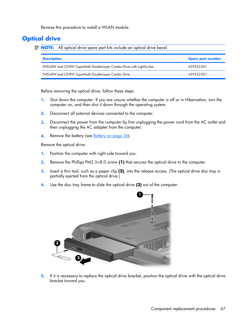 Optical drive | HP PAVILION DX6500 User Manual | Page 55 / 142