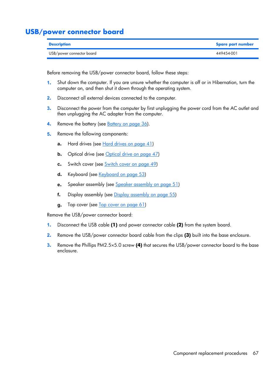 Usb/power connector board | HP PAVILION DX6500 User Manual | Page 75 / 142