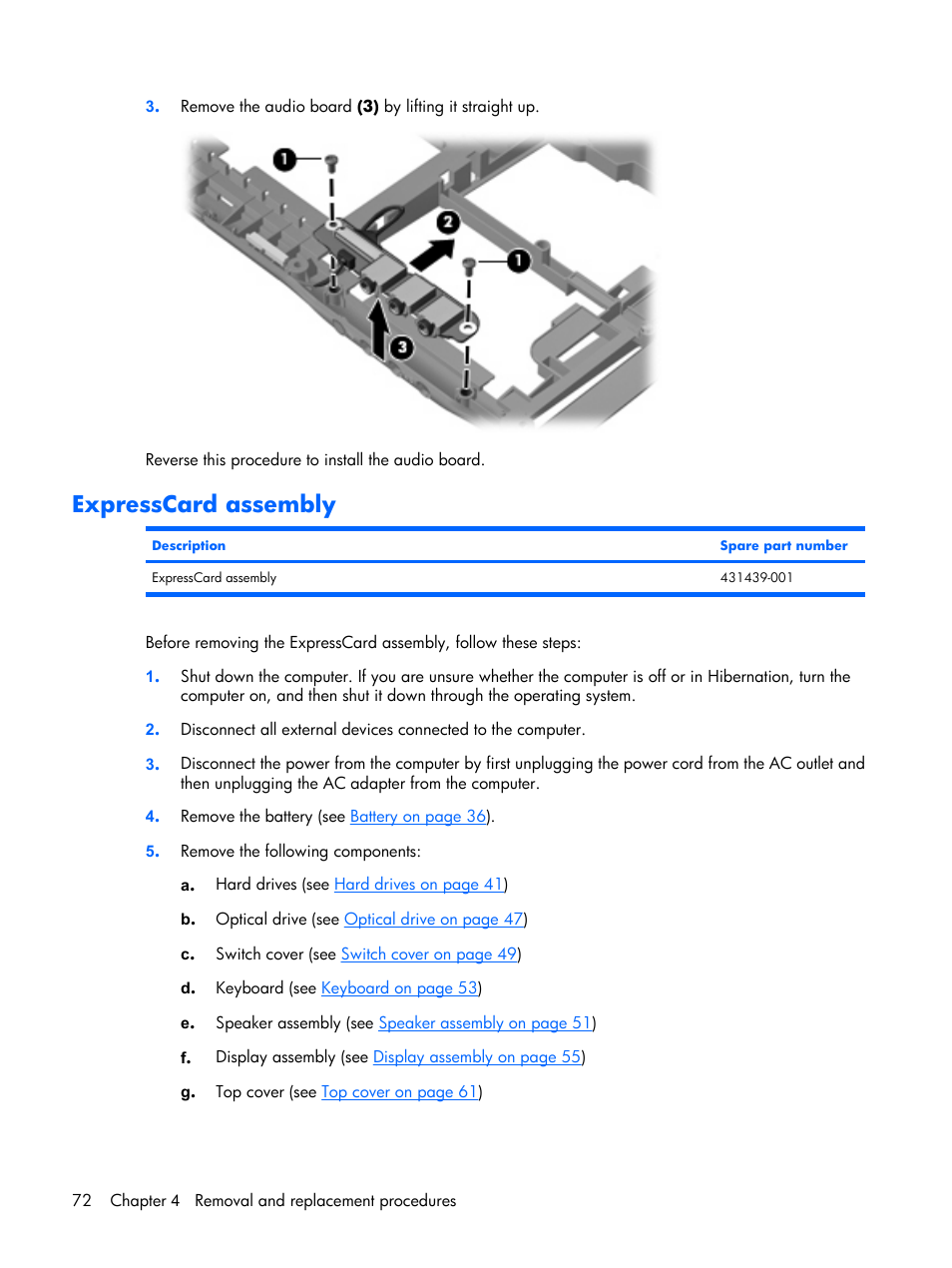 Expresscard assembly | HP PAVILION DX6500 User Manual | Page 80 / 142