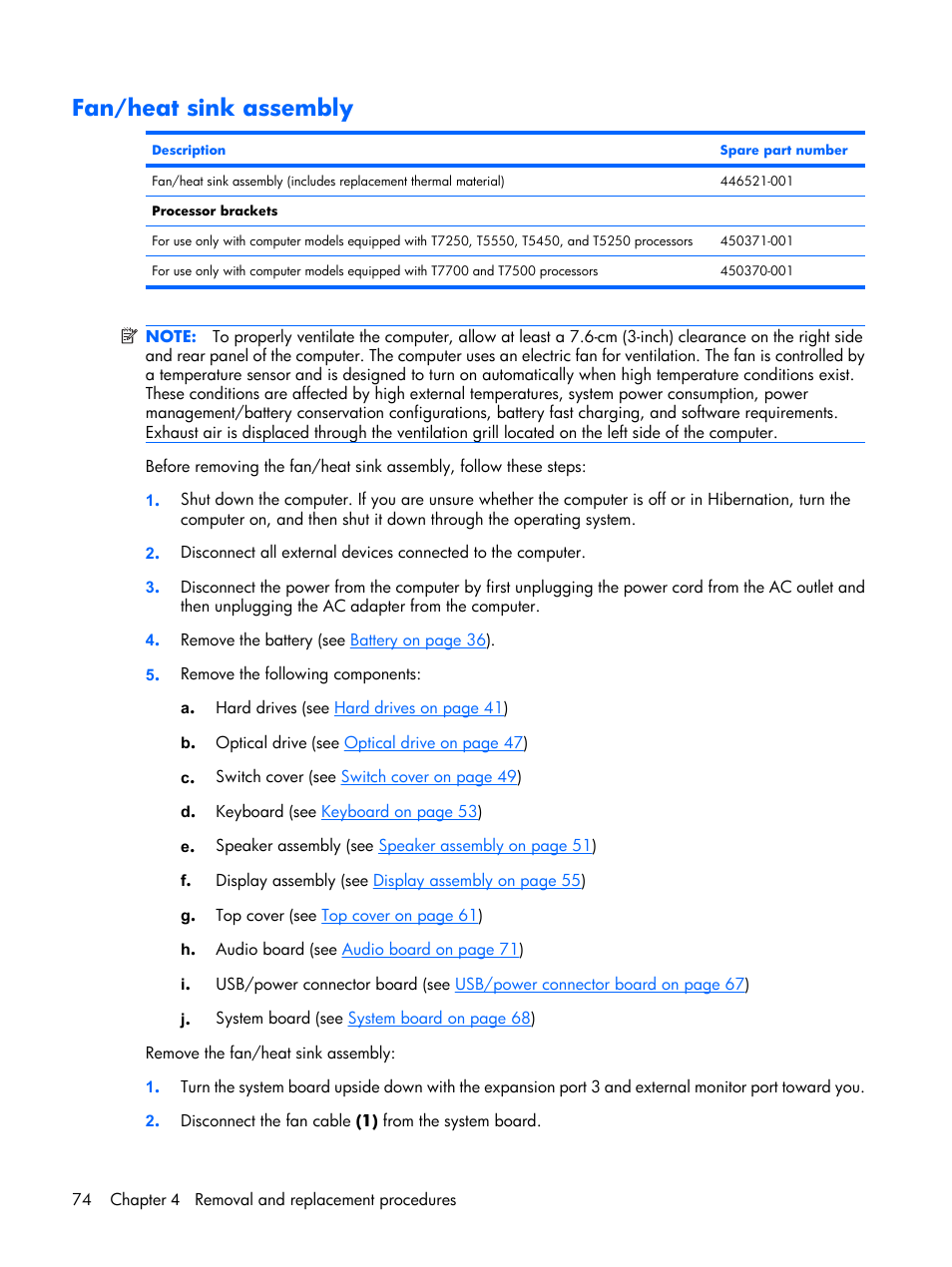 Fan/heat sink assembly | HP PAVILION DX6500 User Manual | Page 82 / 142