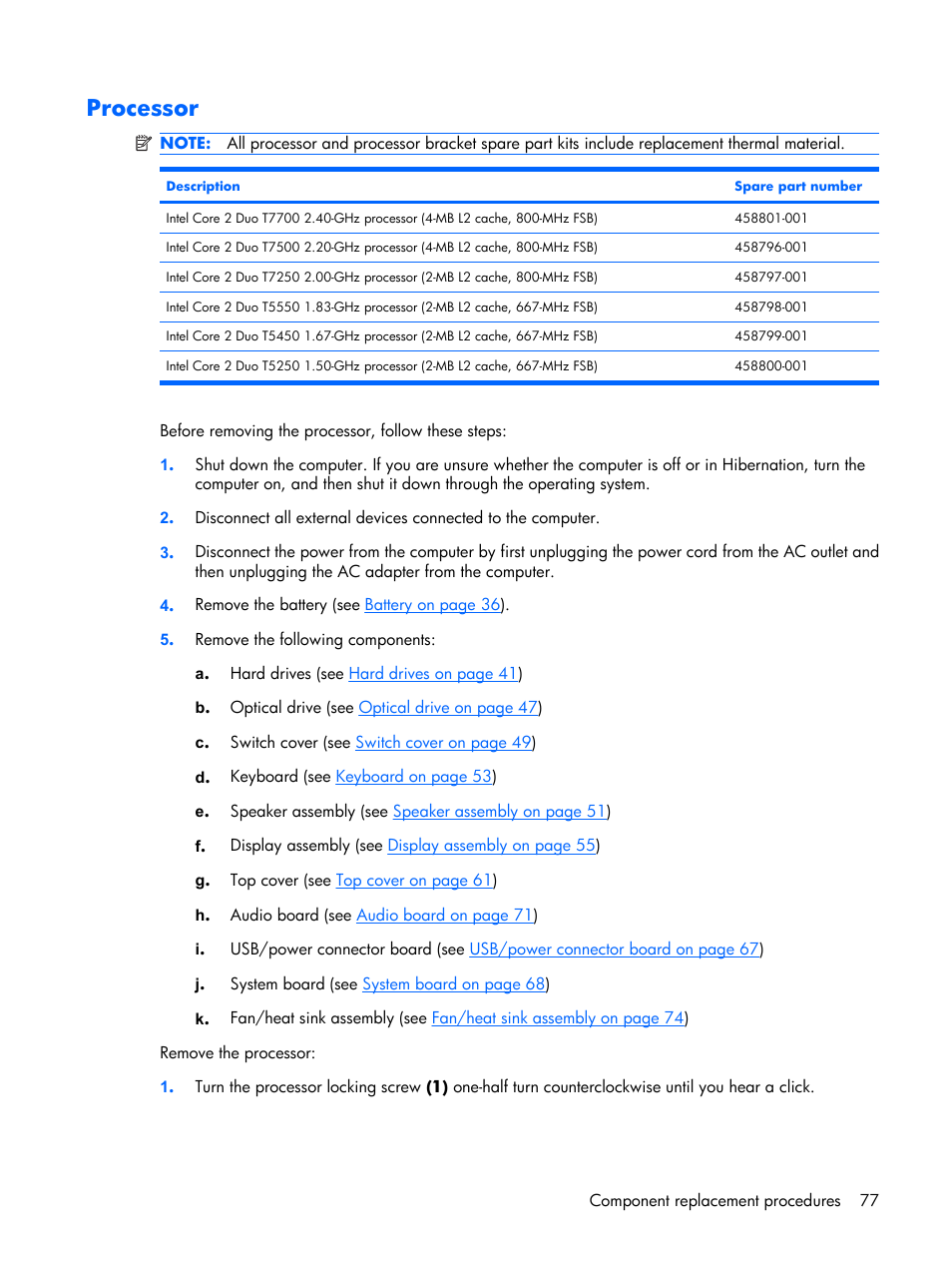 Processor, Cessor (see | HP PAVILION DX6500 User Manual | Page 85 / 142