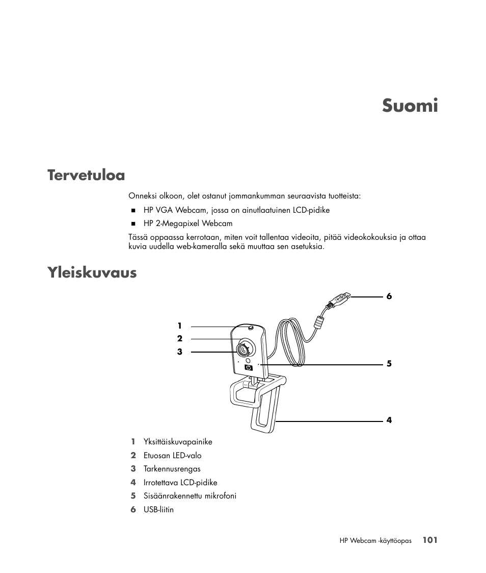 Suomi, Tervetuloa, Yleiskuvaus | Suomi tervetuloa yleiskuvaus | HP Version 3.0 User Manual | Page 107 / 114