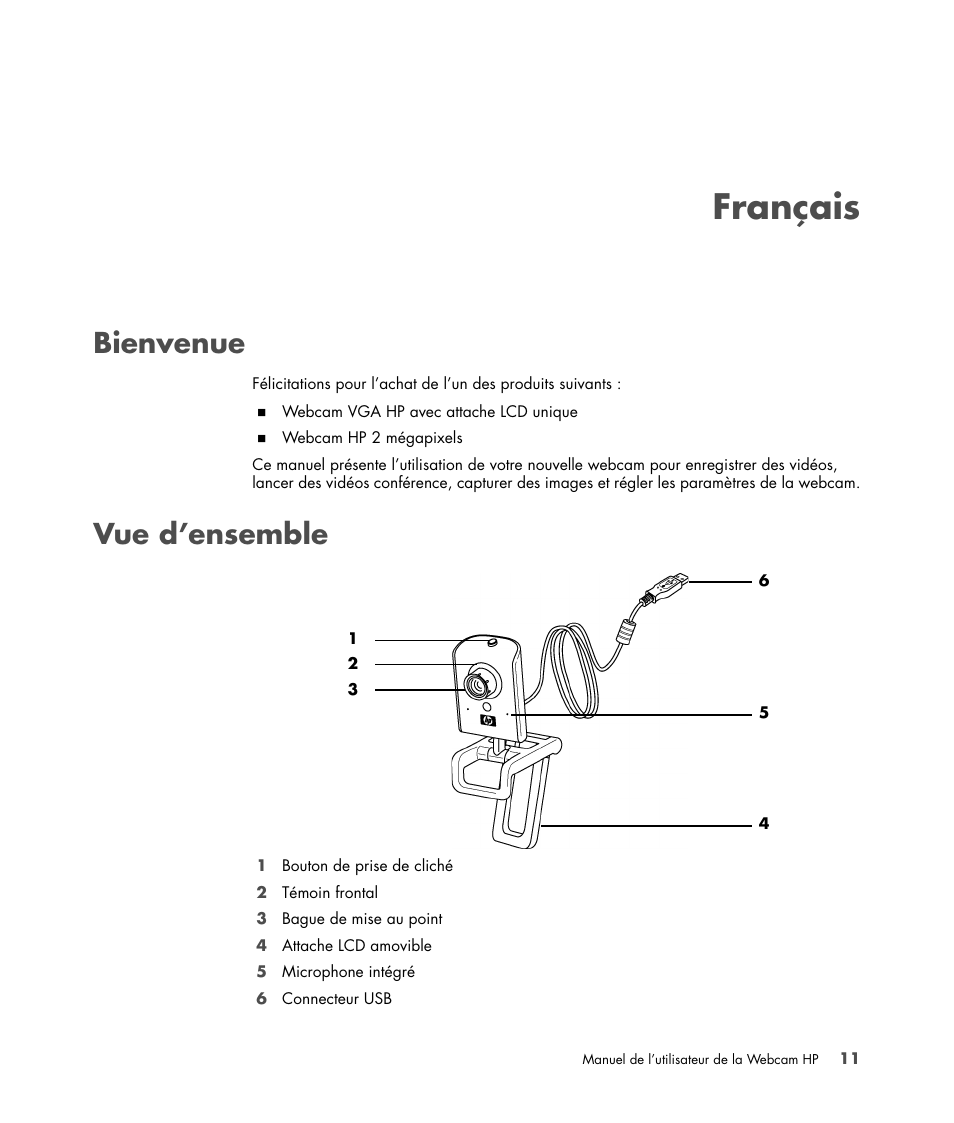 Français, Bienvenue, Vue d’ensemble | Français bienvenue vue d’ensemble | HP Version 3.0 User Manual | Page 17 / 114