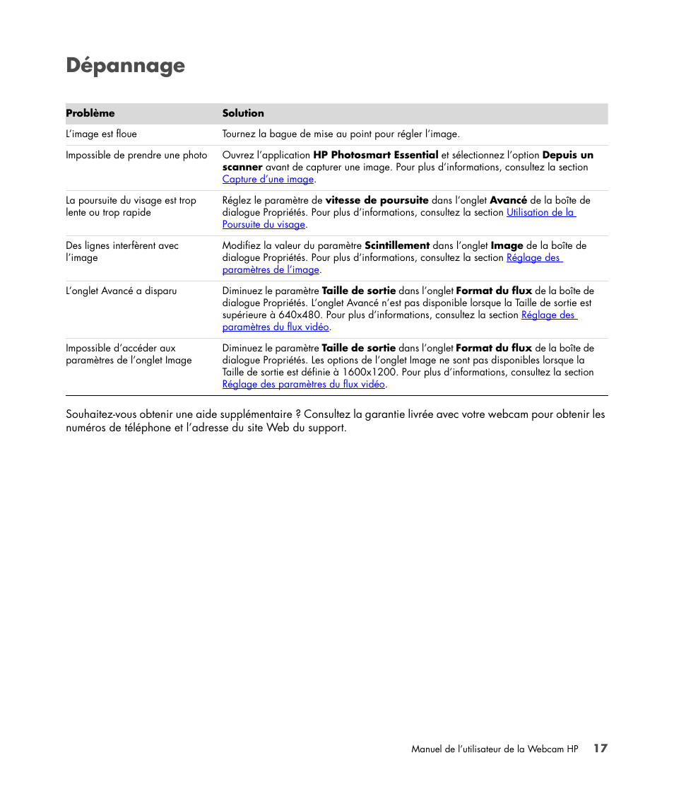 Dépannage | HP Version 3.0 User Manual | Page 23 / 114