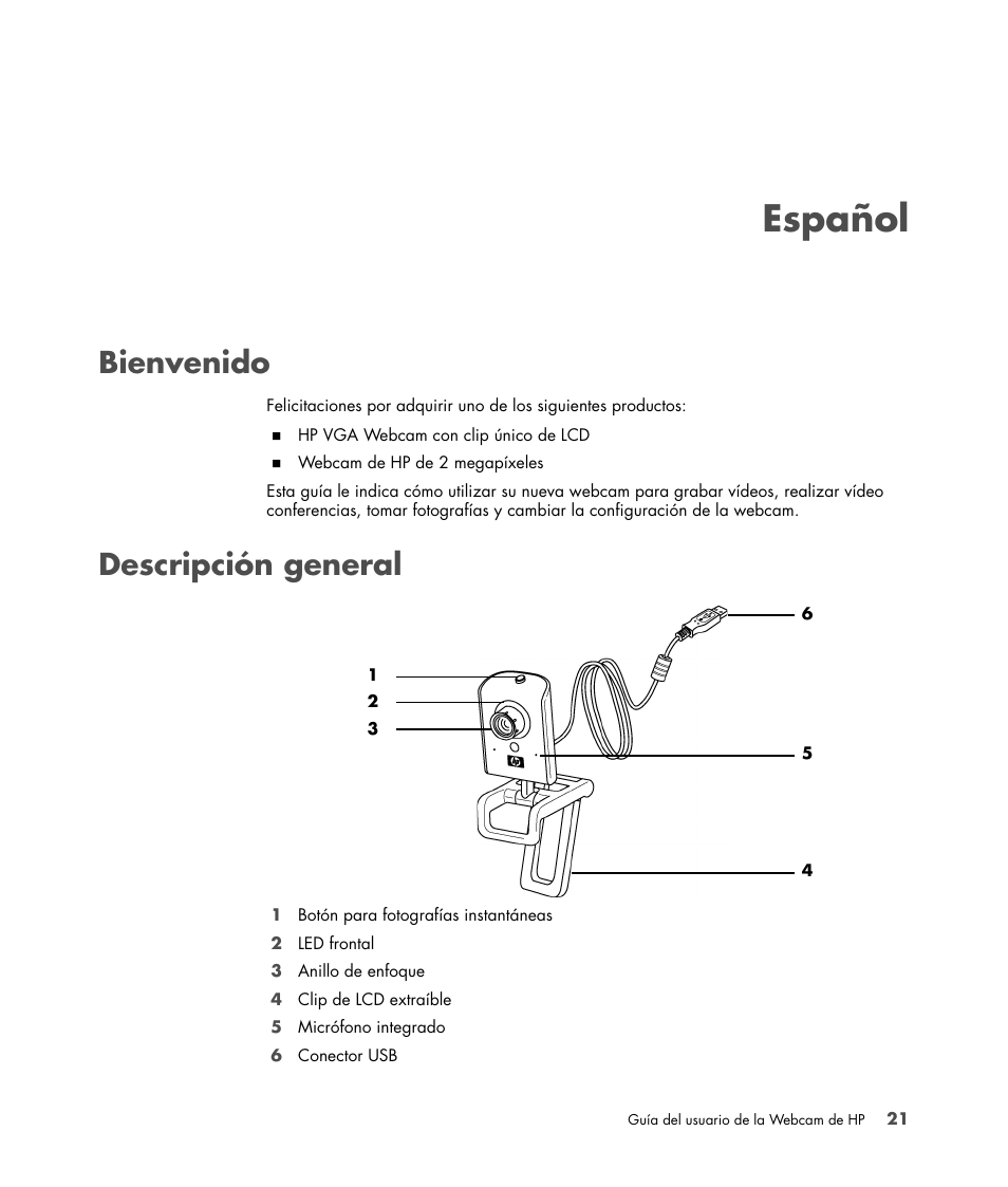 Español, Bienvenido, Descripción general | Español bienvenido descripción general | HP Version 3.0 User Manual | Page 27 / 114