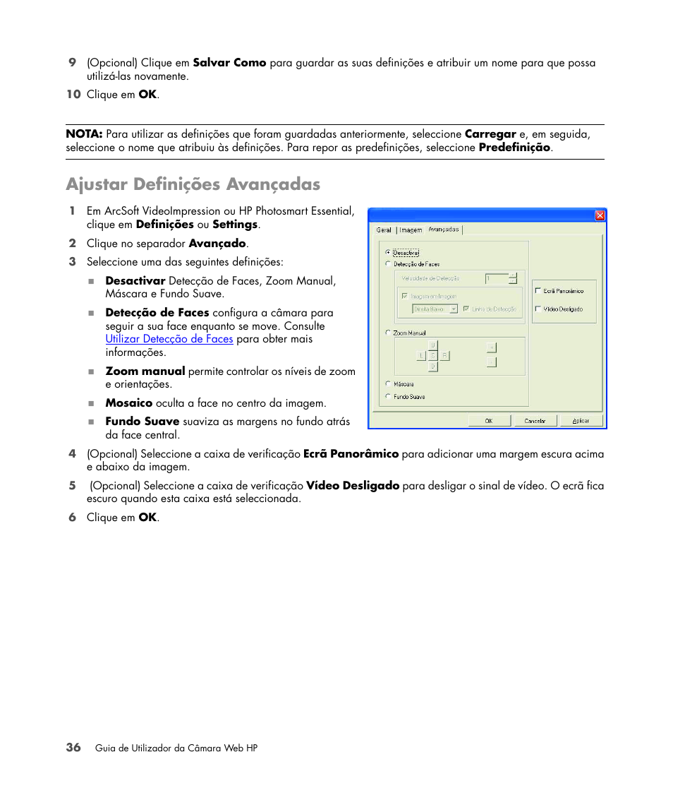 Ajustar definições avançadas | HP Version 3.0 User Manual | Page 42 / 114