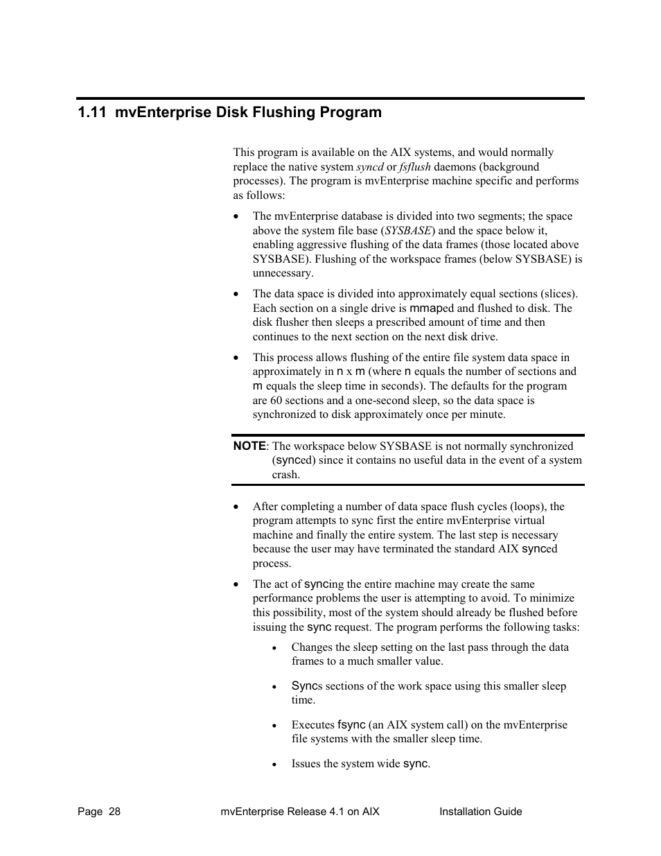 Mventerprise disk flushing program, 11 mventerprise disk flushing program | HP Raining DataCorp. mvEnterprise User Manual | Page 30 / 64