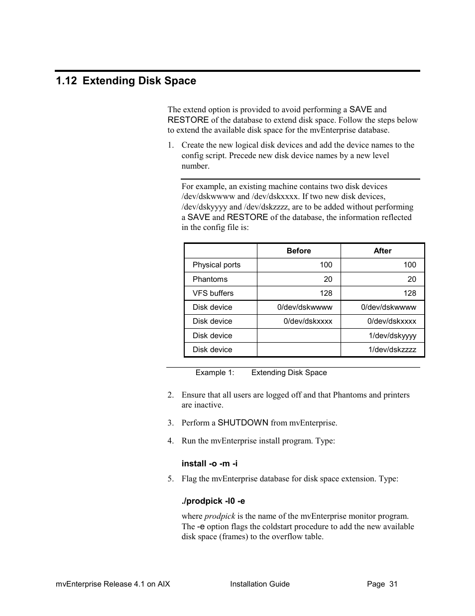 Extending disk space, 12 extending disk space | HP Raining DataCorp. mvEnterprise User Manual | Page 33 / 64