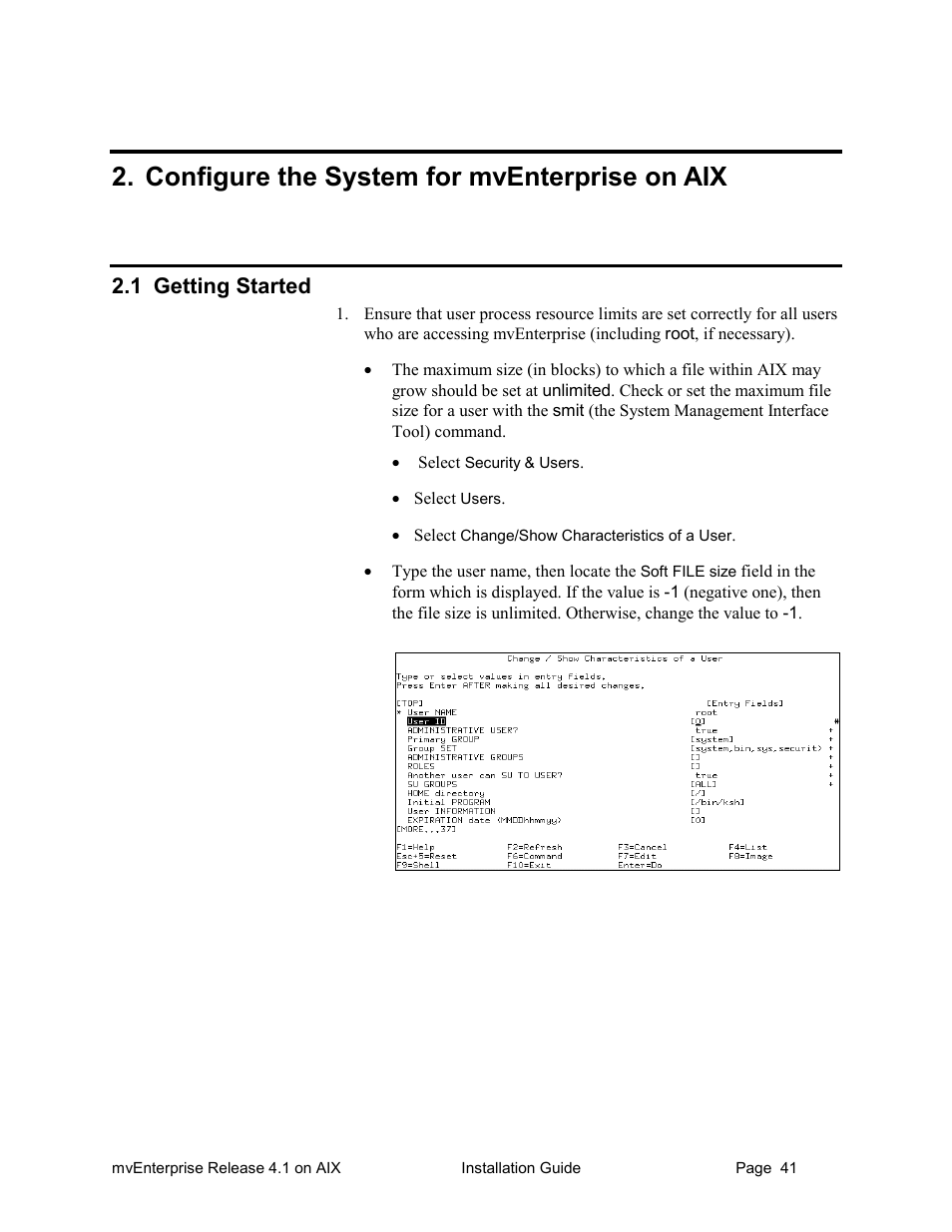 Configure the system for mventerprise on aix, Getting started, 1 getting started | HP Raining DataCorp. mvEnterprise User Manual | Page 43 / 64