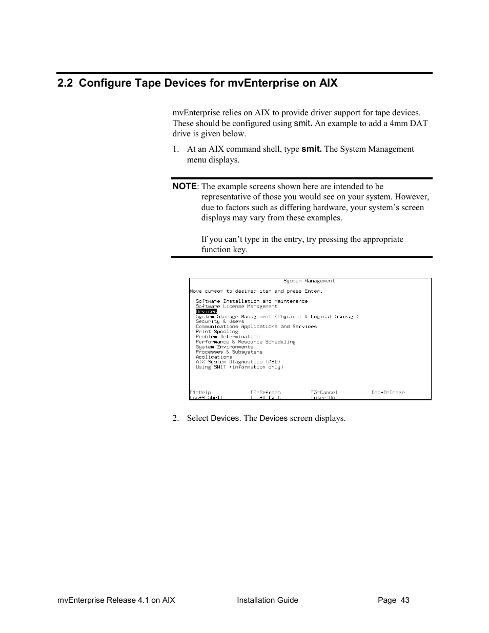 Configure tape devices for mventerprise on aix, 2 configure tape devices for mventerprise on aix | HP Raining DataCorp. mvEnterprise User Manual | Page 45 / 64