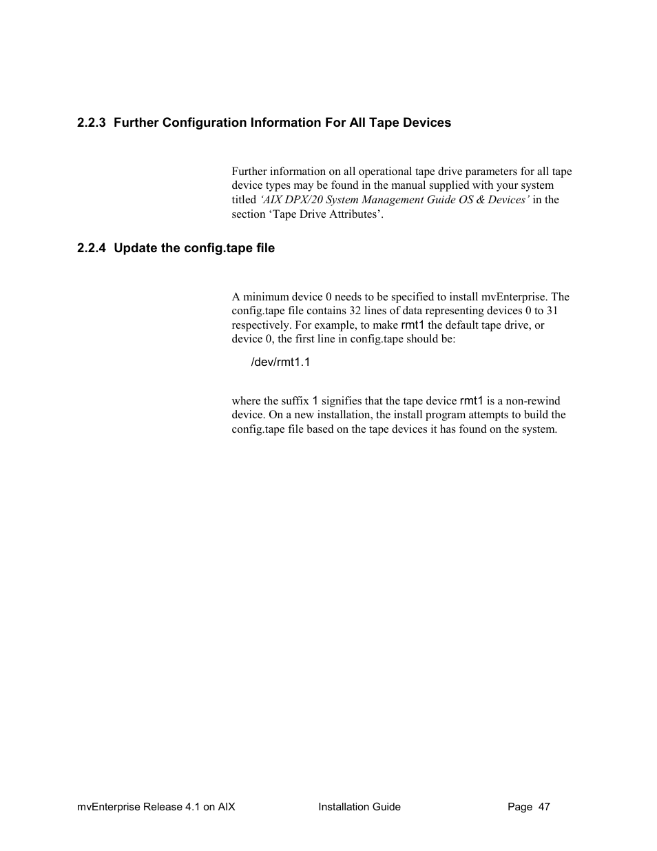 Update the config.tape file | HP Raining DataCorp. mvEnterprise User Manual | Page 49 / 64