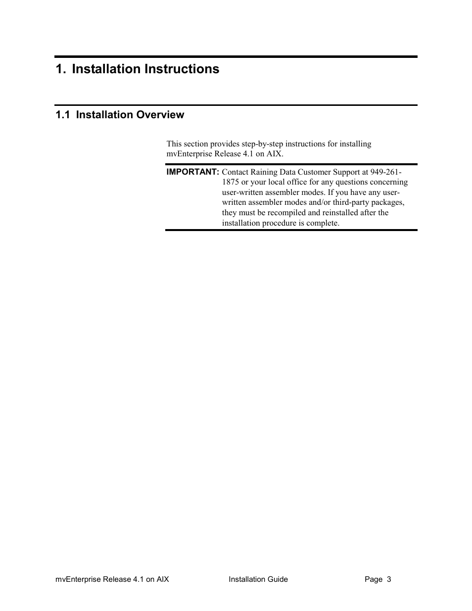 Installation instructions, Installation overview | HP Raining DataCorp. mvEnterprise User Manual | Page 5 / 64