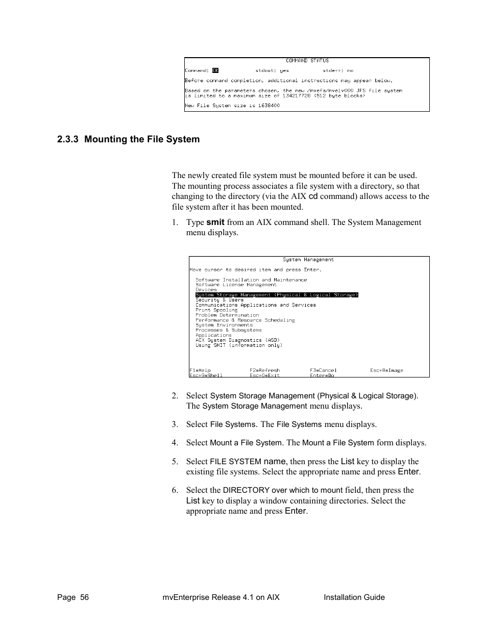 Mounting the file system | HP Raining DataCorp. mvEnterprise User Manual | Page 58 / 64