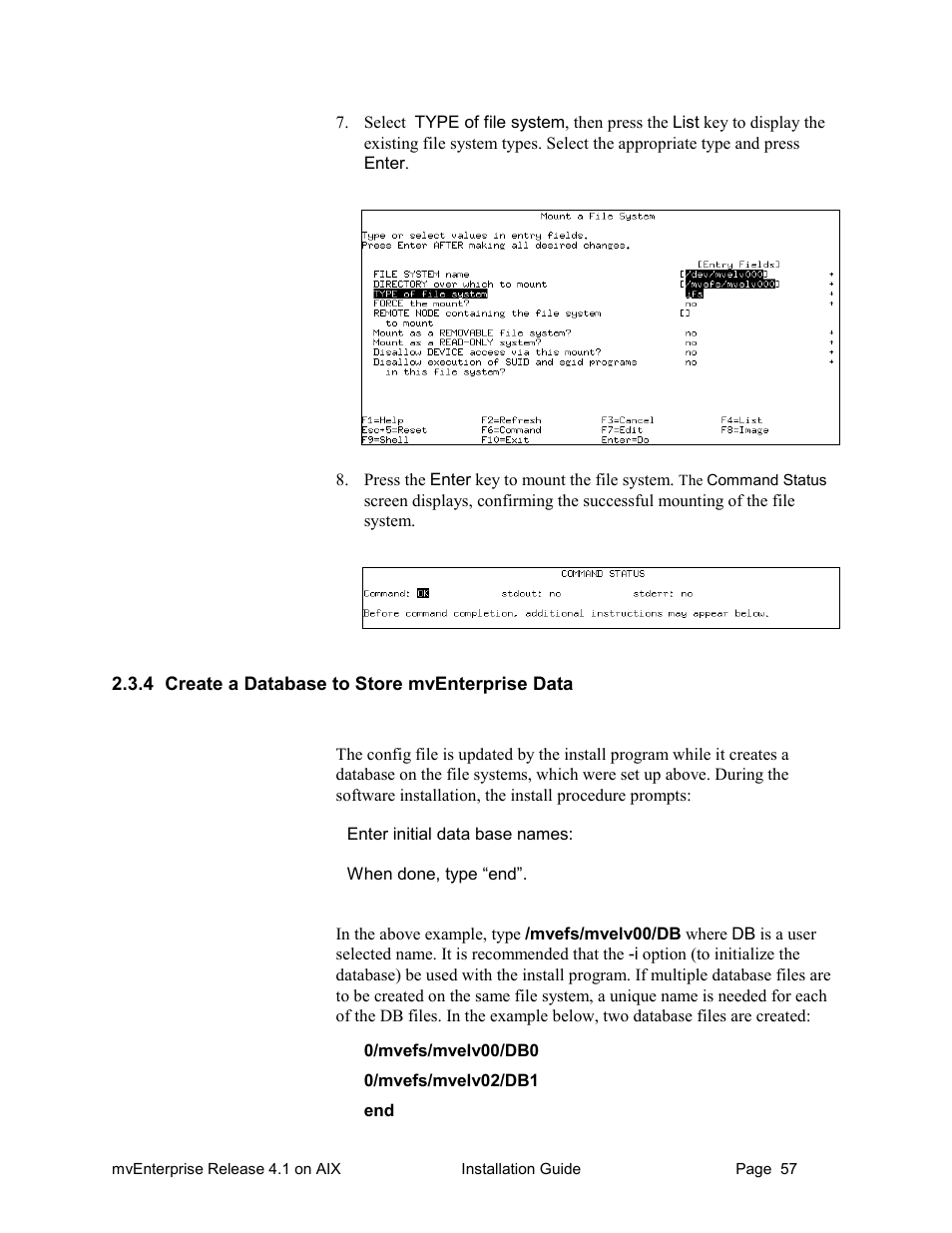 Create a database to store mventerprise data | HP Raining DataCorp. mvEnterprise User Manual | Page 59 / 64