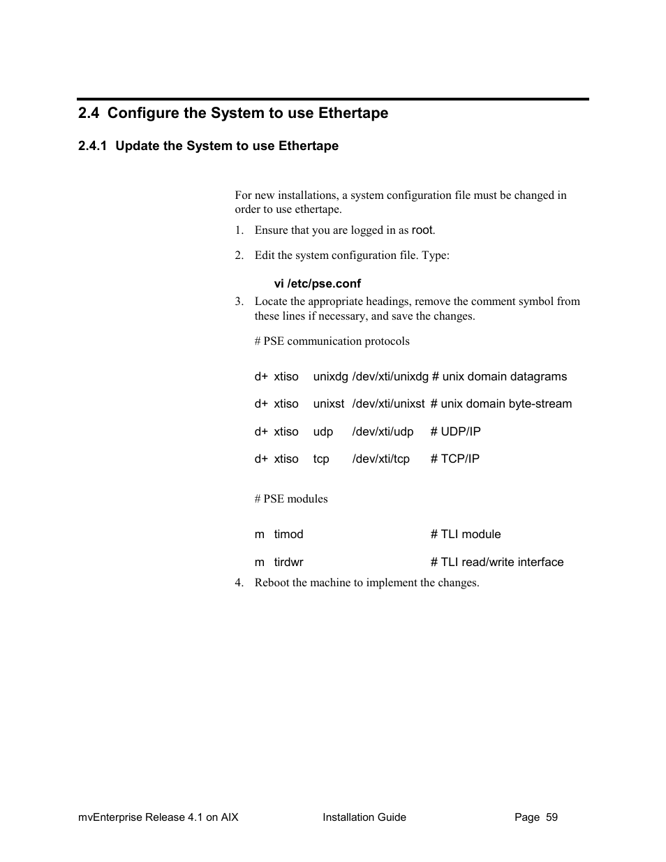 Configure the system to use ethertape, Update the system to use ethertape, 4 configure the system to use ethertape | HP Raining DataCorp. mvEnterprise User Manual | Page 61 / 64