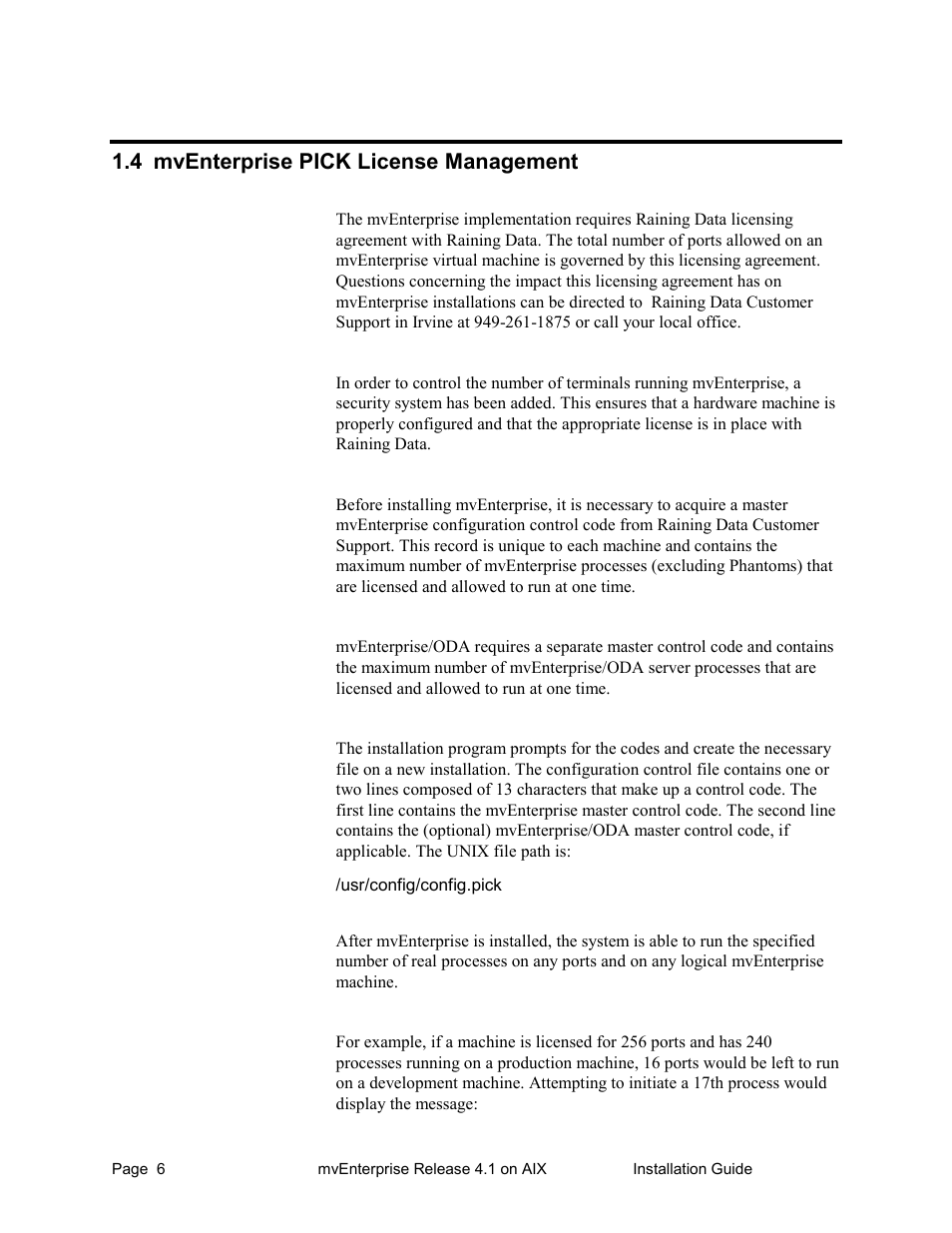 Mventerprise pick license management, 4 mventerprise pick license management | HP Raining DataCorp. mvEnterprise User Manual | Page 8 / 64