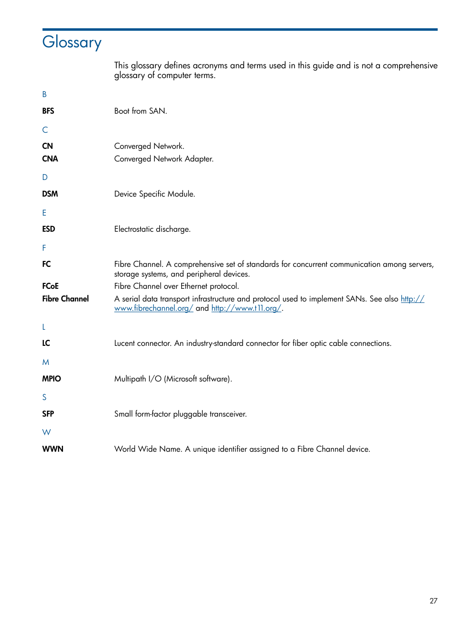 Glossary | HP CN1100E User Manual | Page 27 / 29