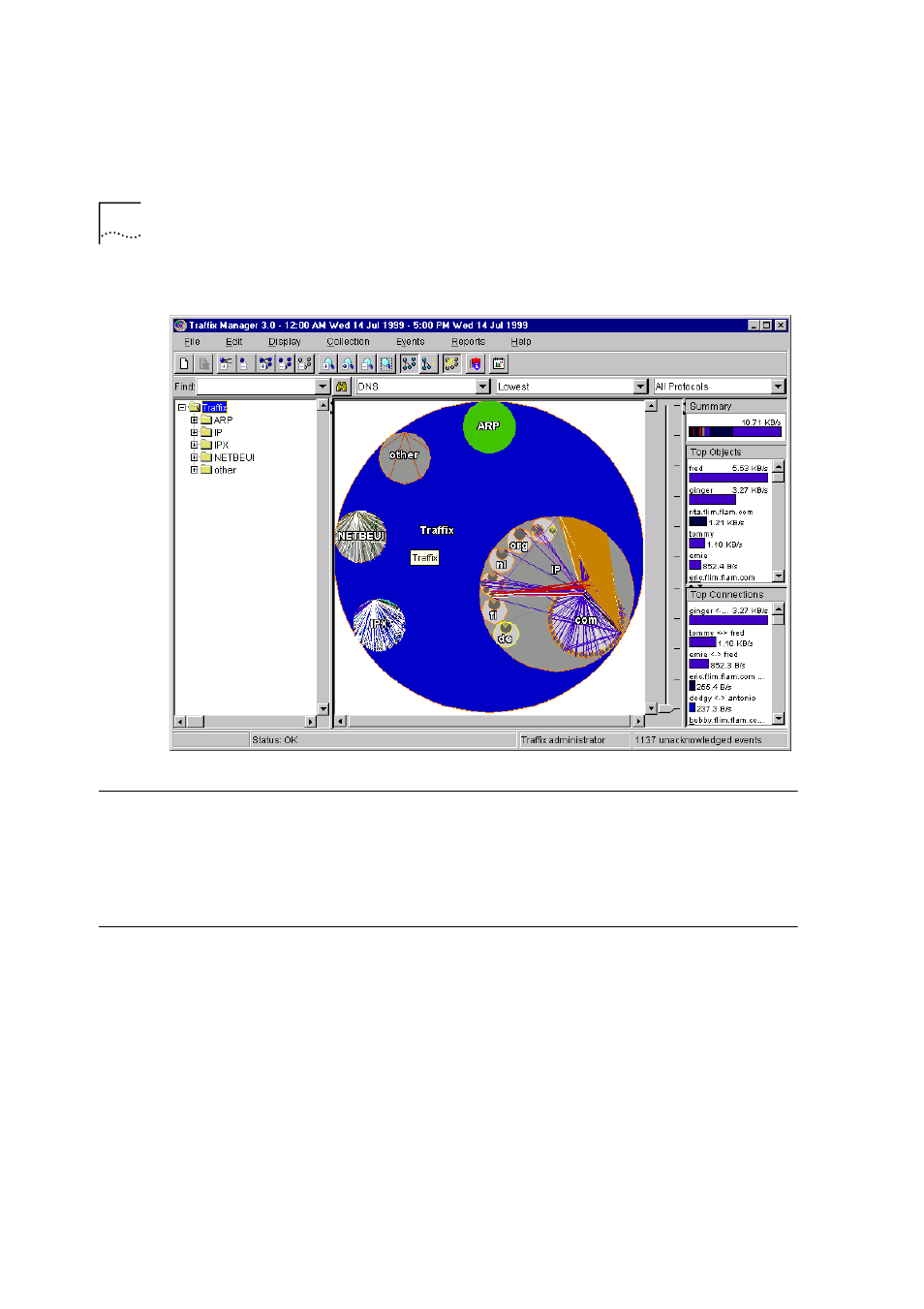 Stopping traffix manager, About the main window | HP Transcend Traffix Manager User Manual | Page 28 / 186