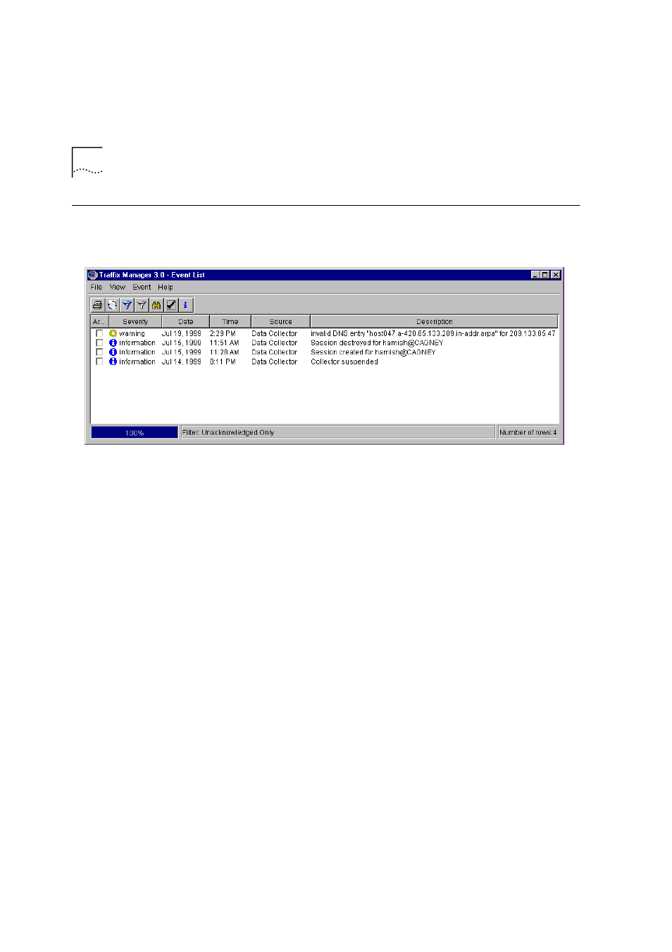 Viewing events | HP Transcend Traffix Manager User Manual | Page 82 / 186
