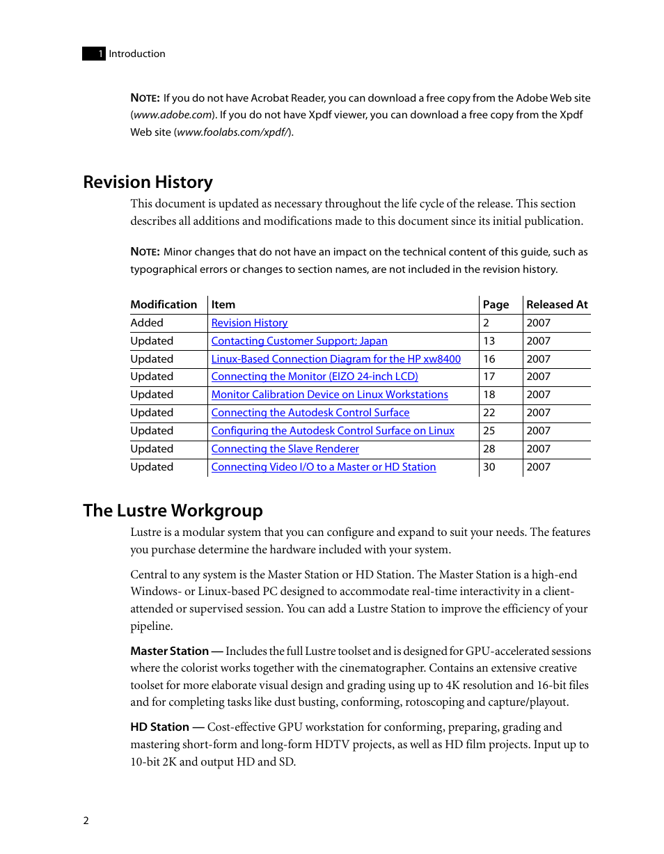 Revision history, The lustre workgroup, The lustre workgrou | HP XW8400 User Manual | Page 6 / 40