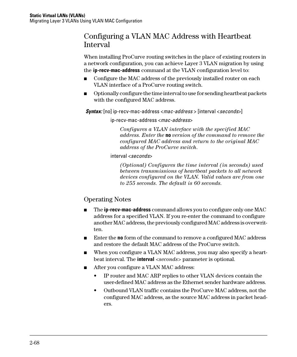 Operating notes, Operating notes -68 | HP 5400ZL User Manual | Page 100 / 450
