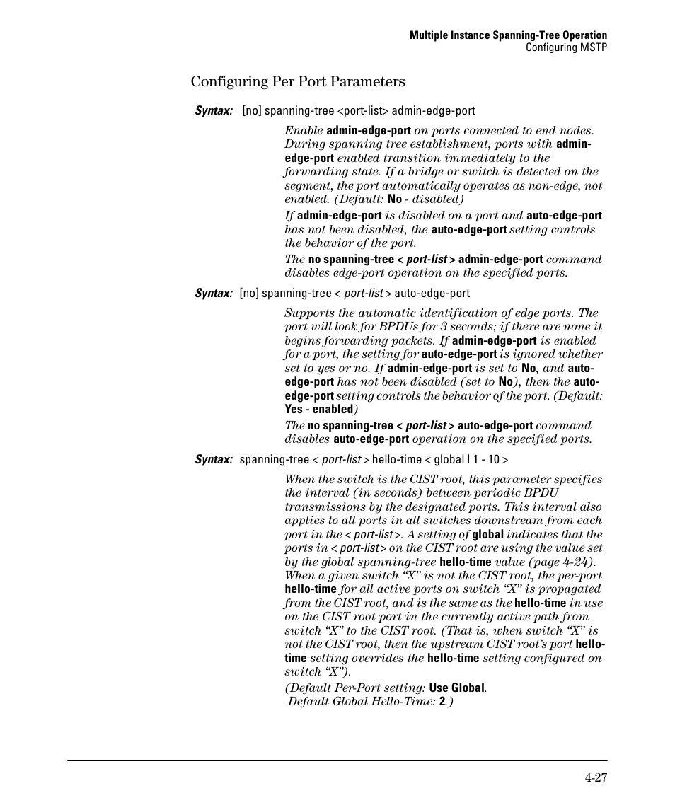 Configuring per port parameters, Configuring per port parameters -27 | HP 5400ZL User Manual | Page 149 / 450