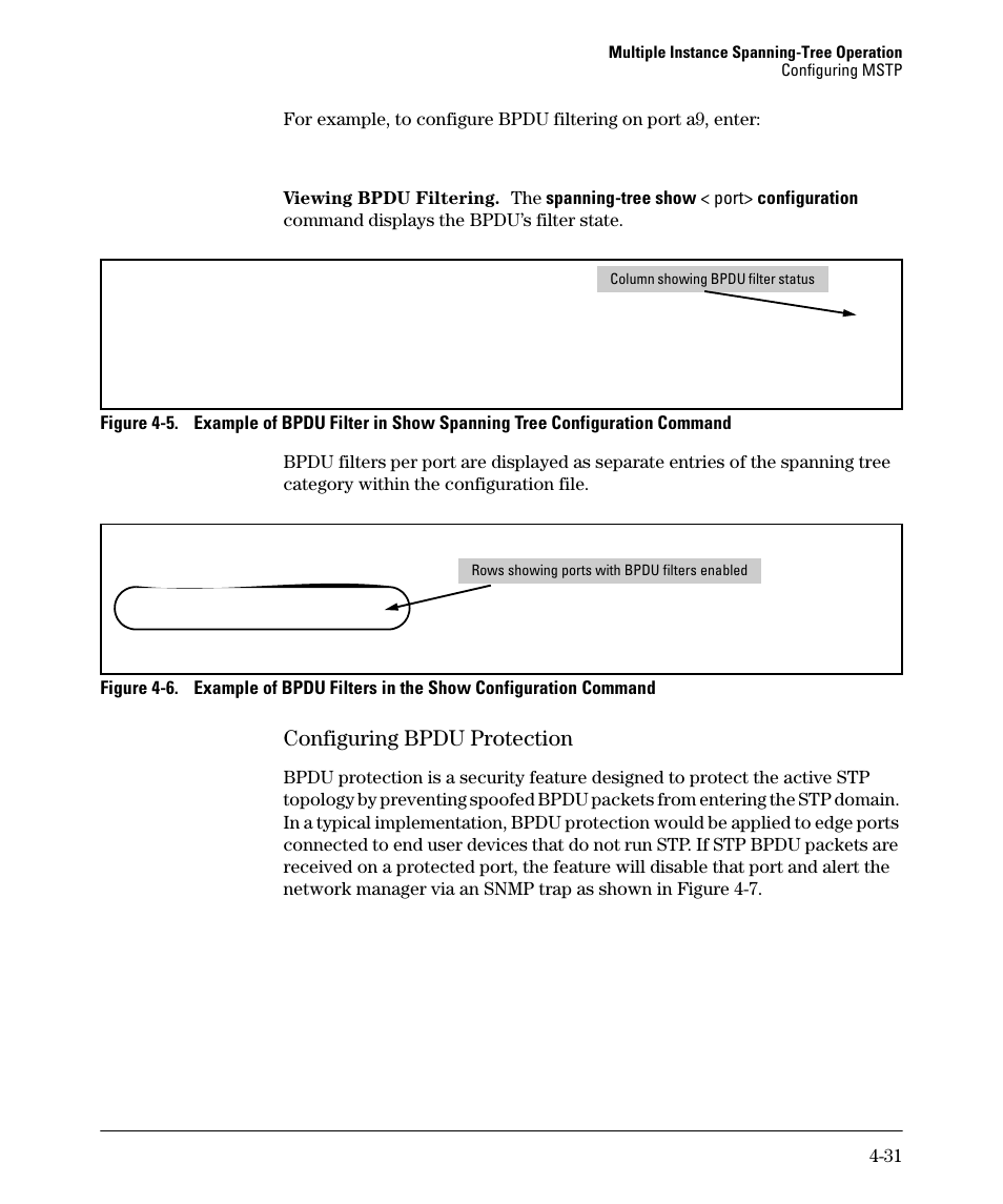 Configuring bpdu protection, Configuring bpdu protection -31 | HP 5400ZL User Manual | Page 153 / 450