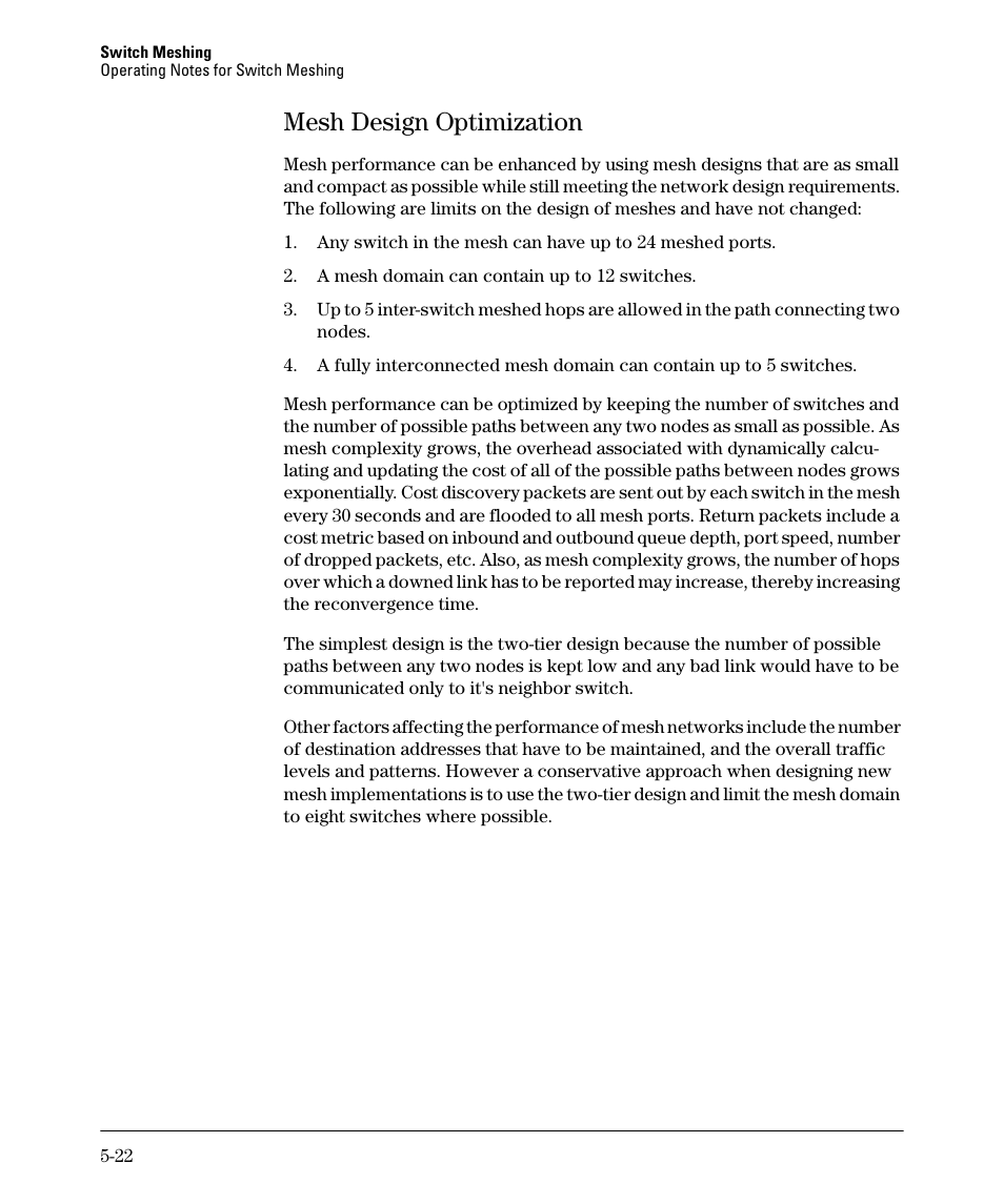 Mesh design optimization, Mesh design optimization -22 | HP 5400ZL User Manual | Page 220 / 450