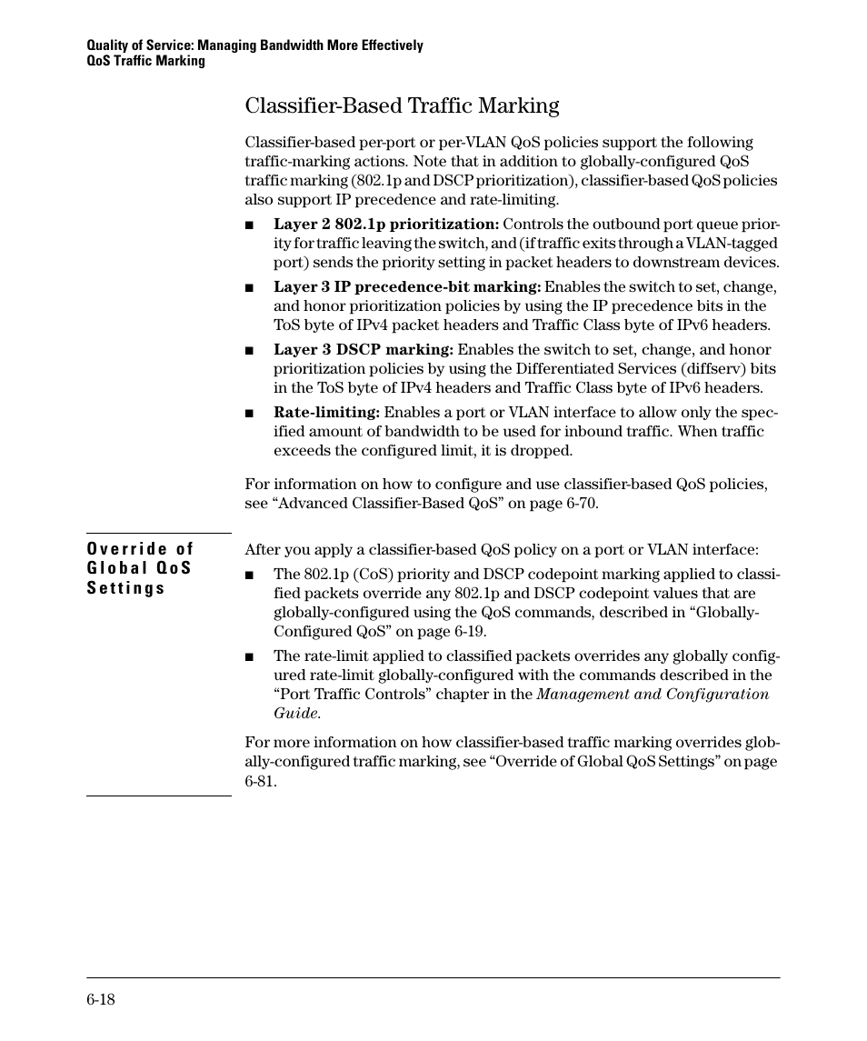 Classifier-based traffic marking, Classifier-based traffic marking -18 | HP 5400ZL User Manual | Page 240 / 450